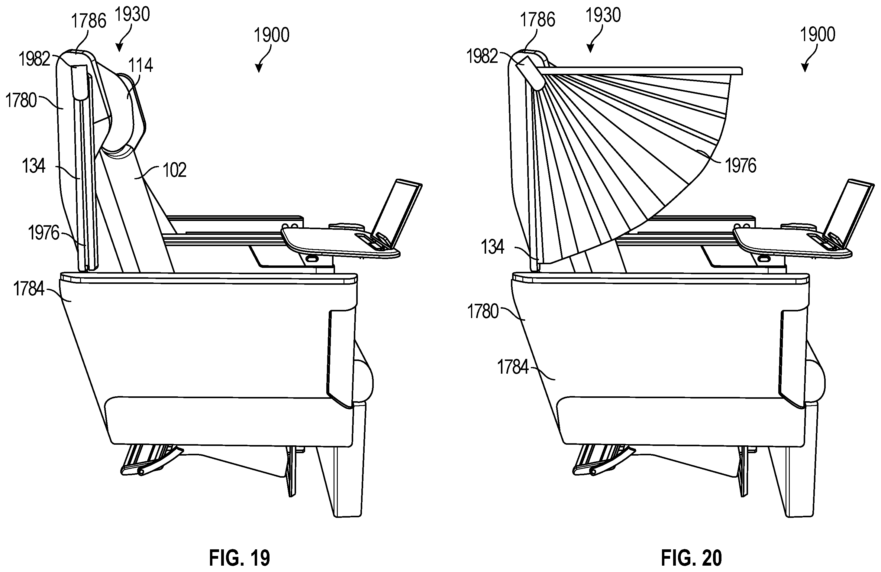 Patent US12377980 Figure 10 – Passenger seat headrest divider assembly