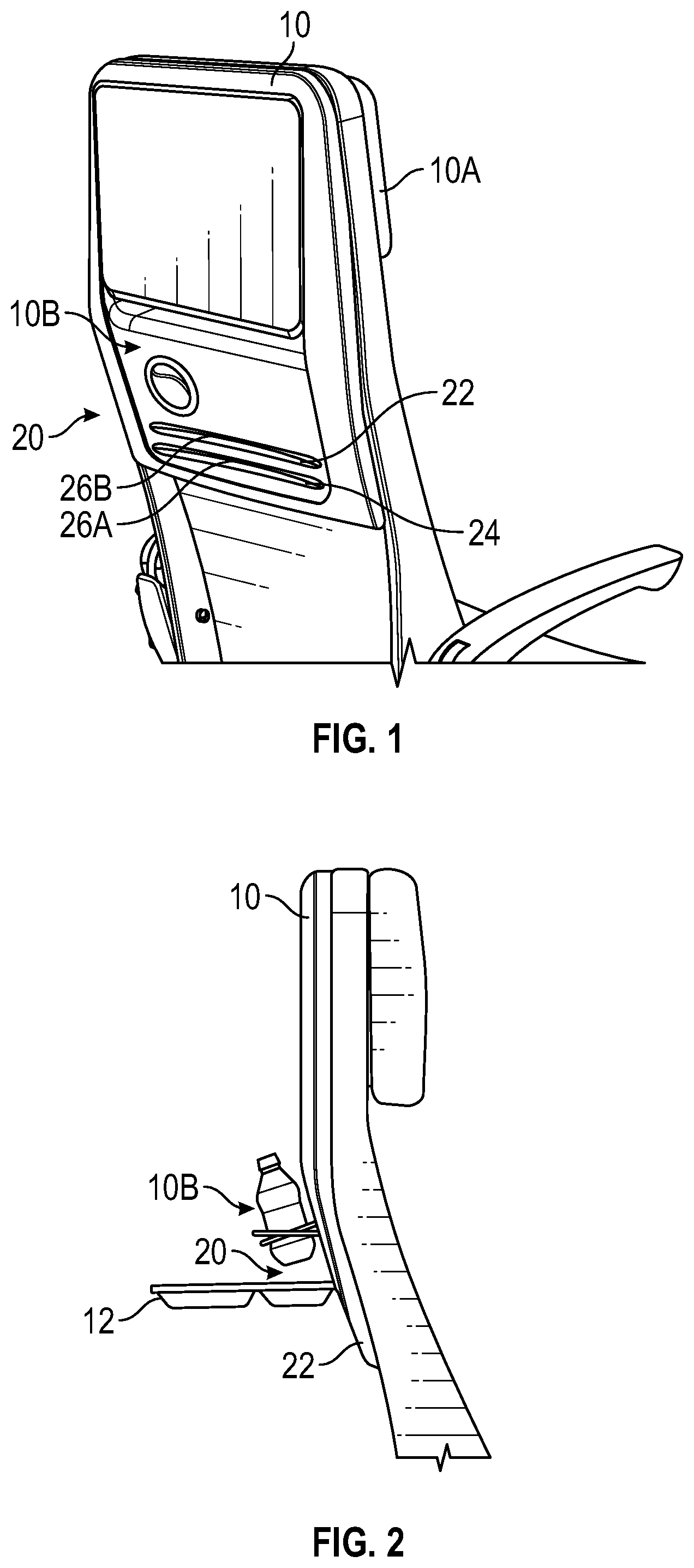 Patent US12377982 Figure 1 – Aircraft seat design with mountable food tray