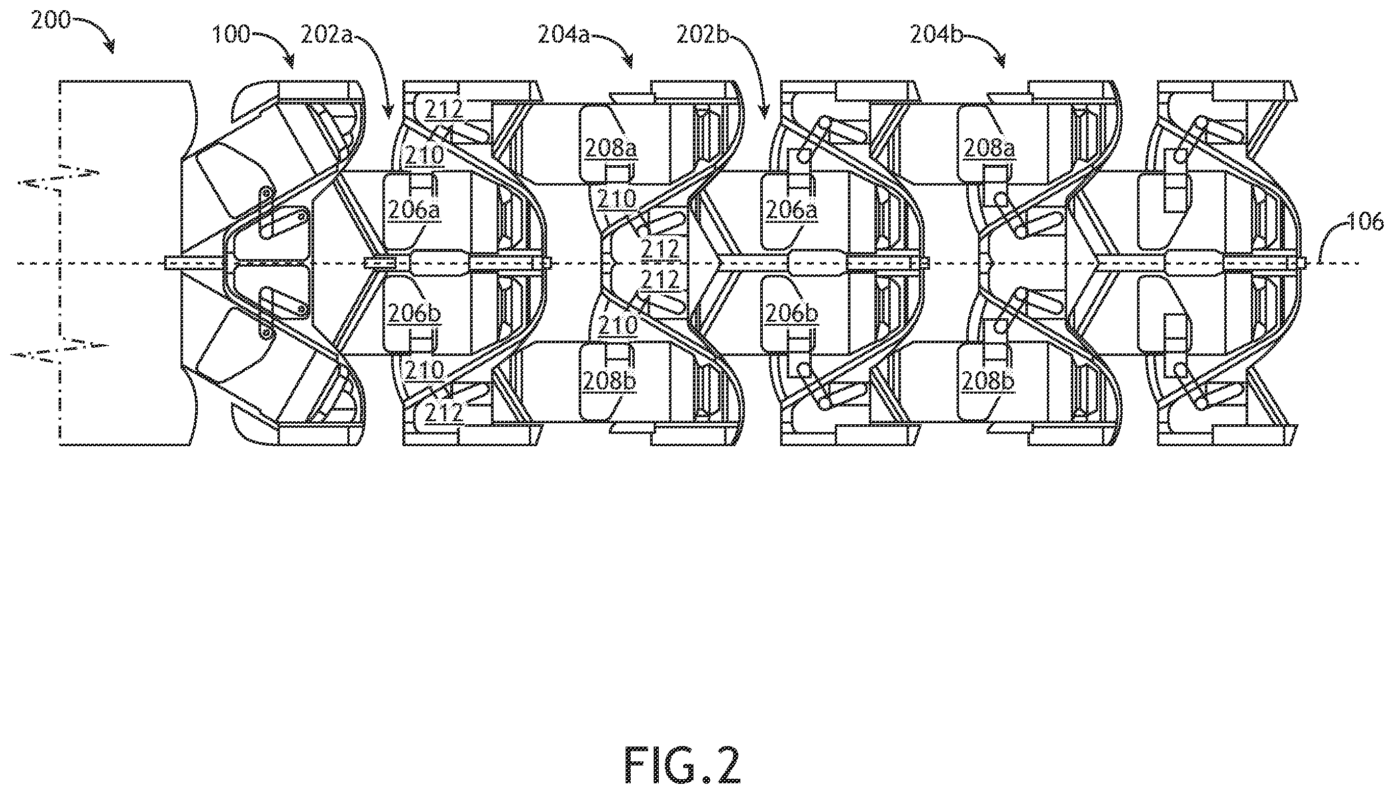 Patent US12377983 Figure 2 – Arrangements of lie flat seats with oblique front row