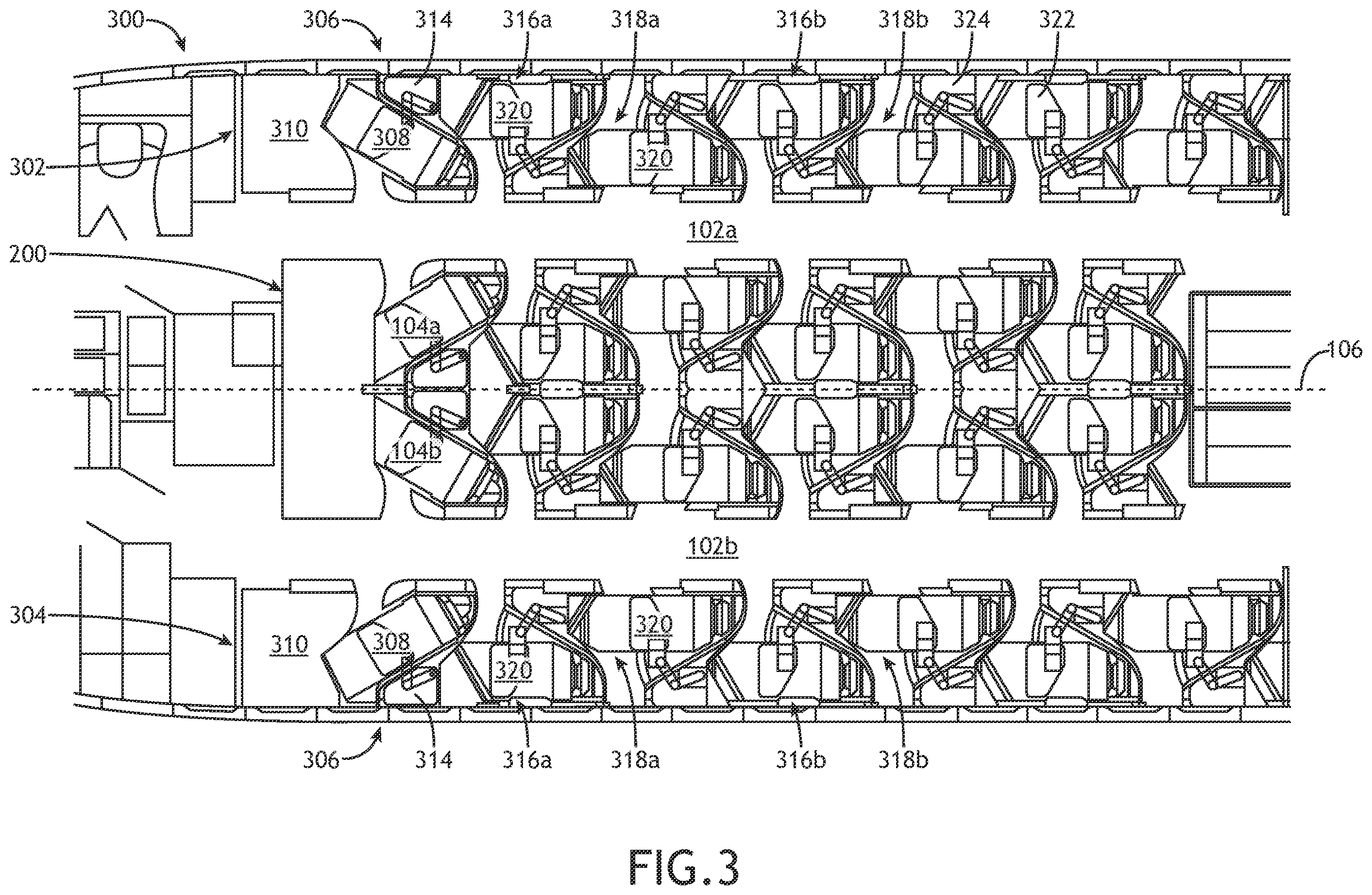 Patent US12377983 Figure 3 – Arrangements of lie flat seats with oblique front row