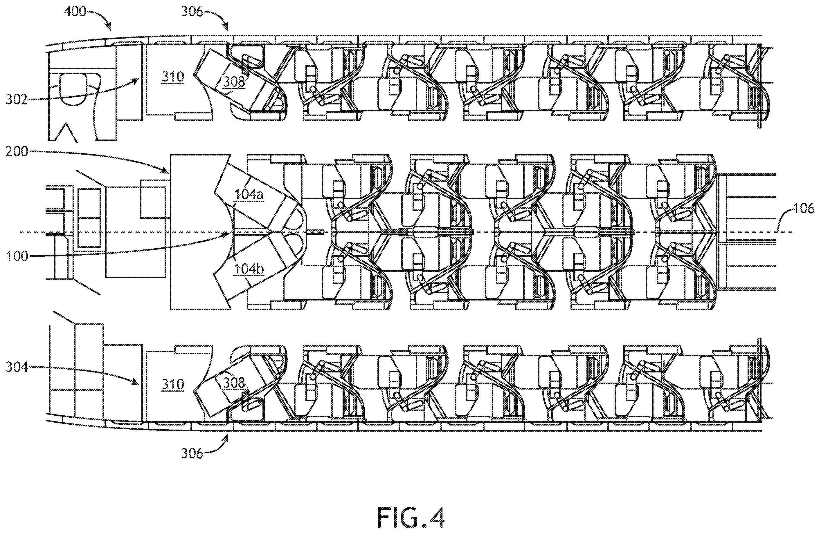 Patent US12377983 Figure 4 – Arrangements of lie flat seats with oblique front row
