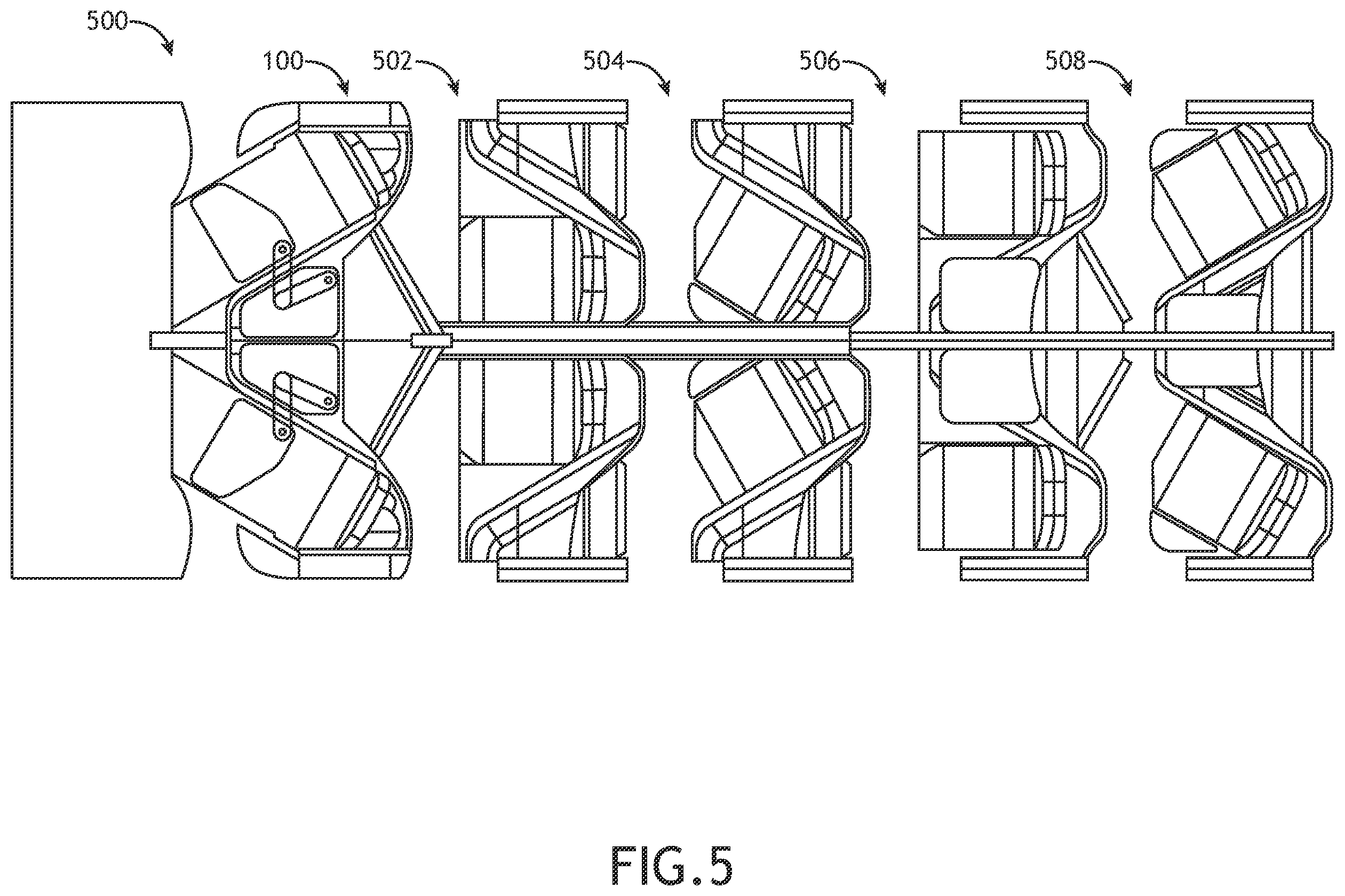 Patent US12377983 Figure 5 – Arrangements of lie flat seats with oblique front row