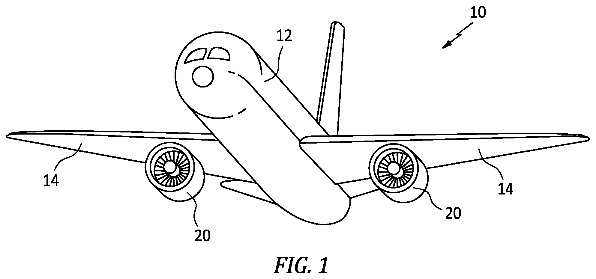 Patent US12377990 Figure 1 – Lip skin with hydrophobic and hydrophlic surfaces for an aircraft aerostructure