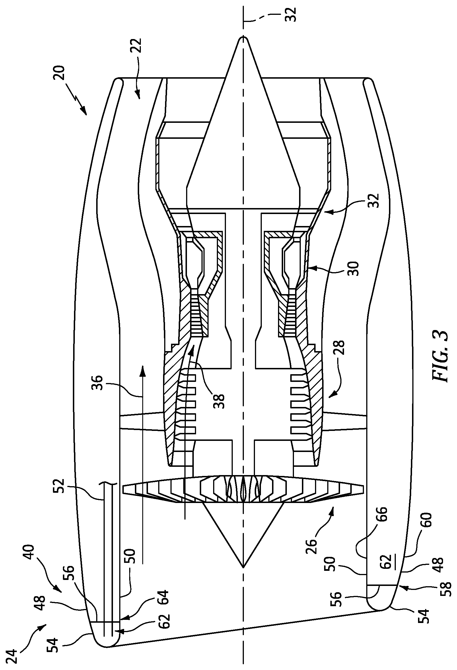 Patent US12377990 Figure 3 – Lip skin with hydrophobic and hydrophlic surfaces for an aircraft aerostructure