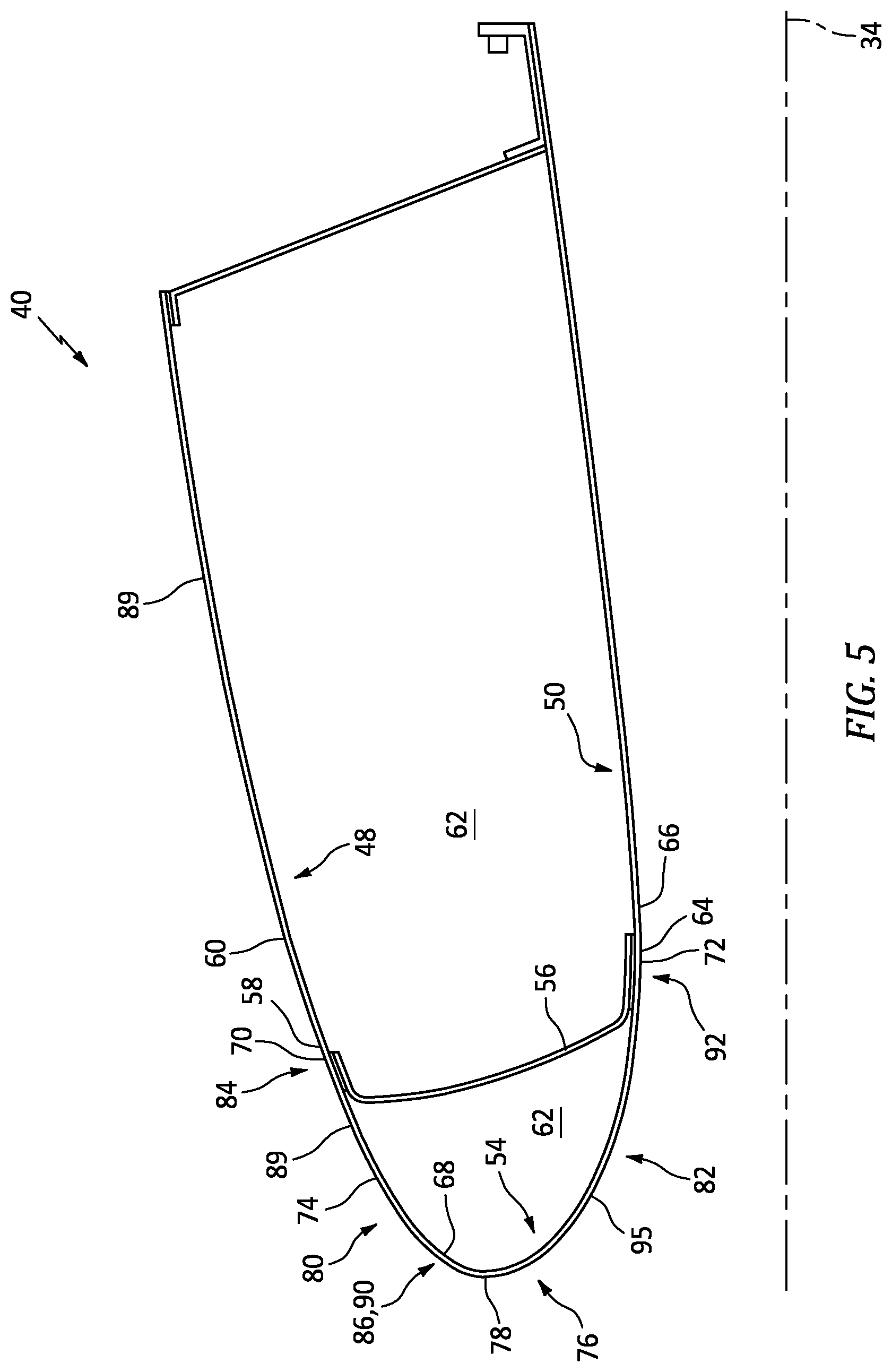 Patent US12377990 Figure 5 – Lip skin with hydrophobic and hydrophlic surfaces for an aircraft aerostructure