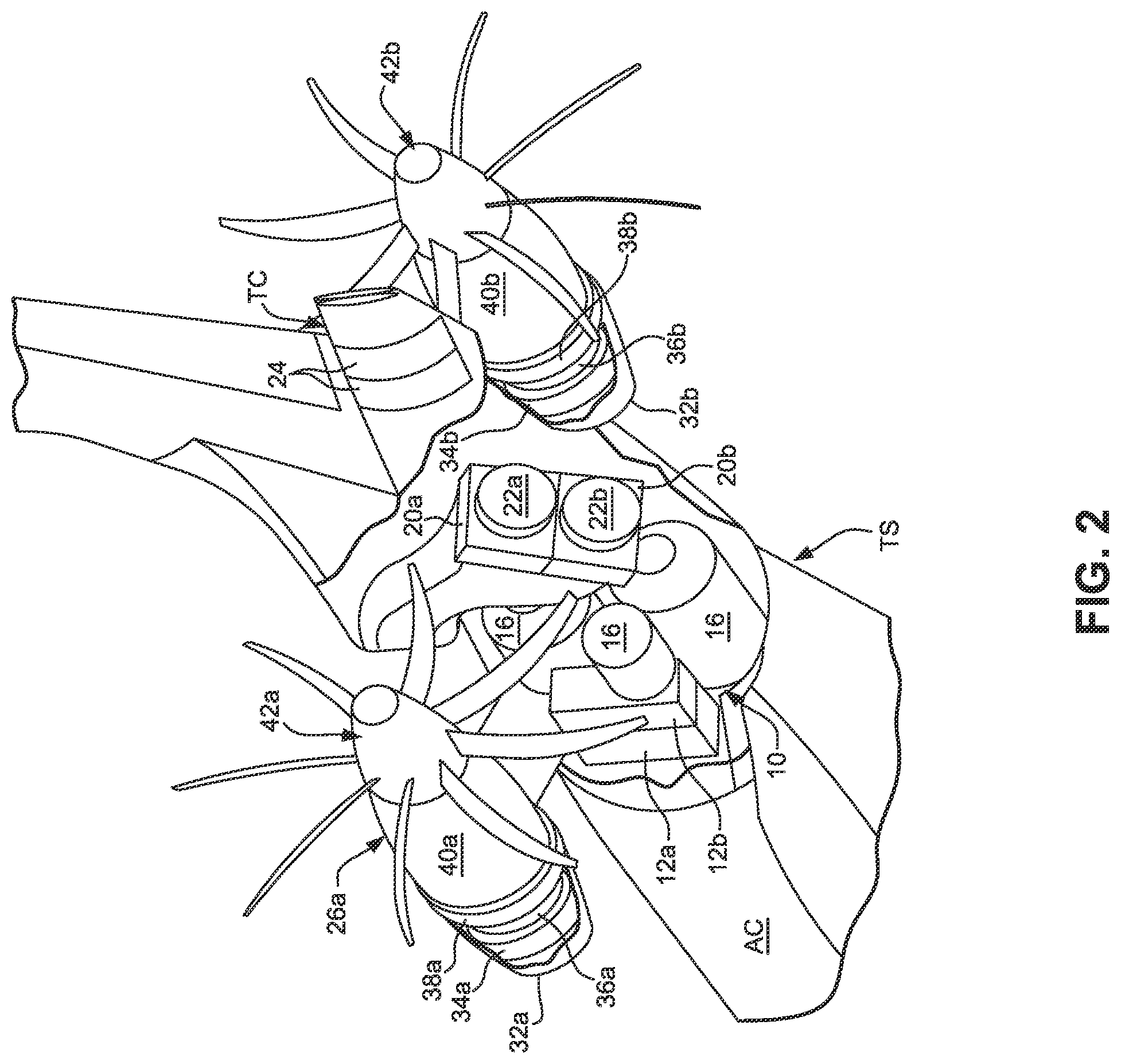 Patent US12377995 Figure 2 – Aircraft tail mounted fuel cell power train and thermal management systems