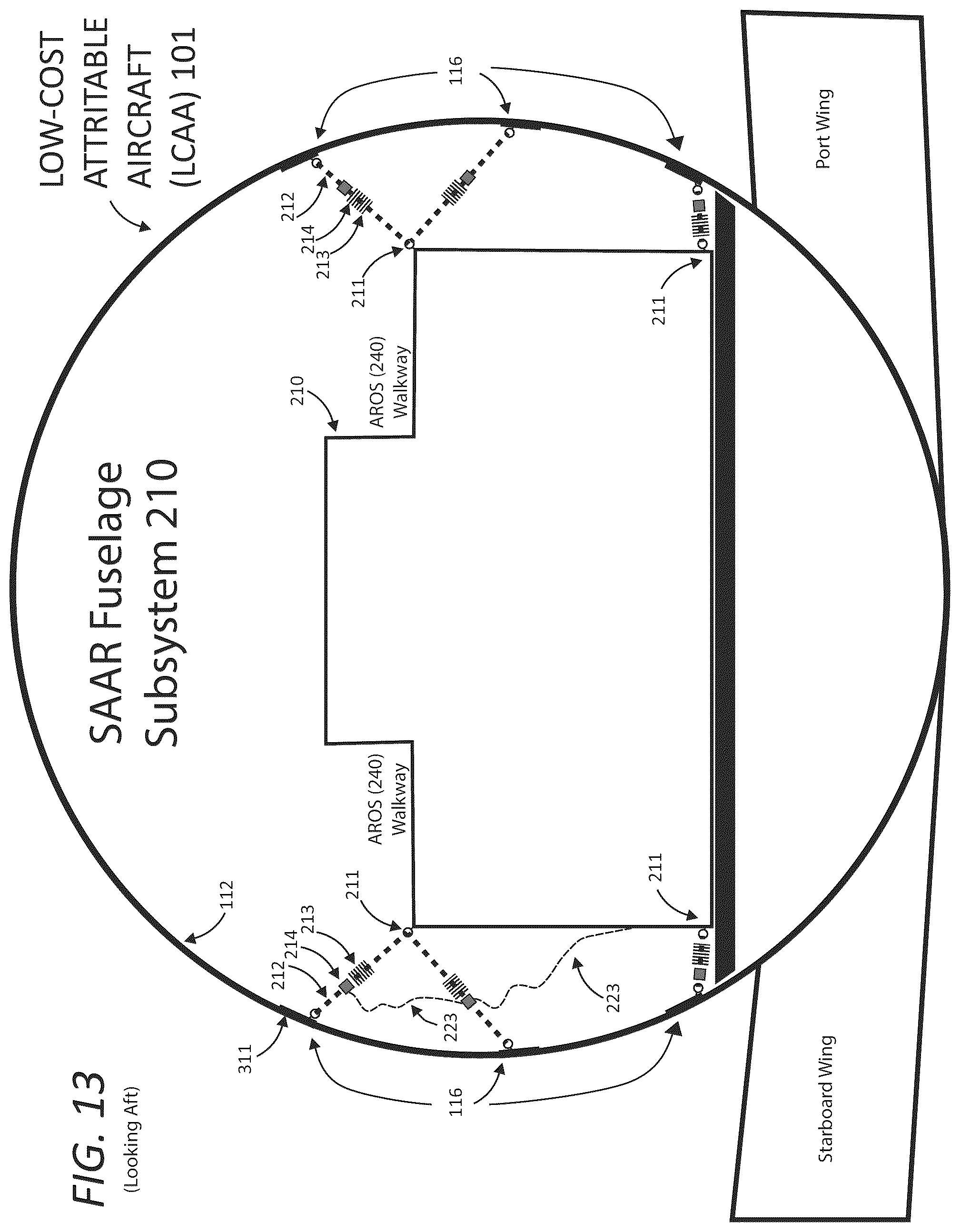 Patent US12378001 Figure 13 – Aircraft modification system for providing flight performance capabilities and selectively stabilized aerial refueling (AR) presentations