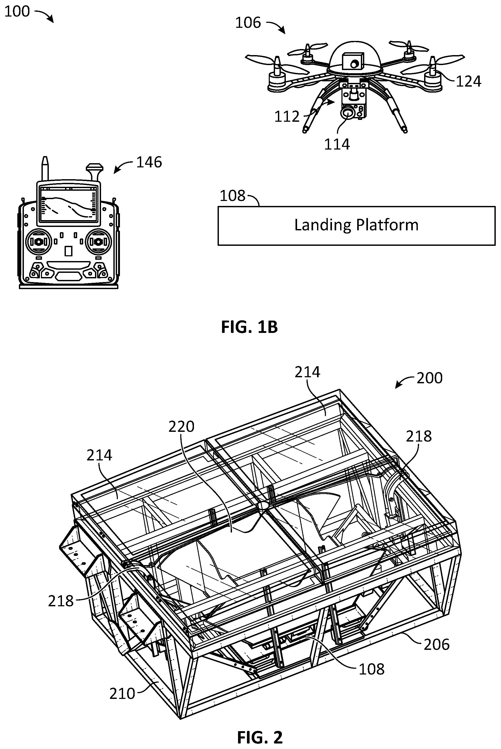 Patent US12378013 Figure 2 – Unmanned aerial vehicle landing platform with tether passthrough systems and methods