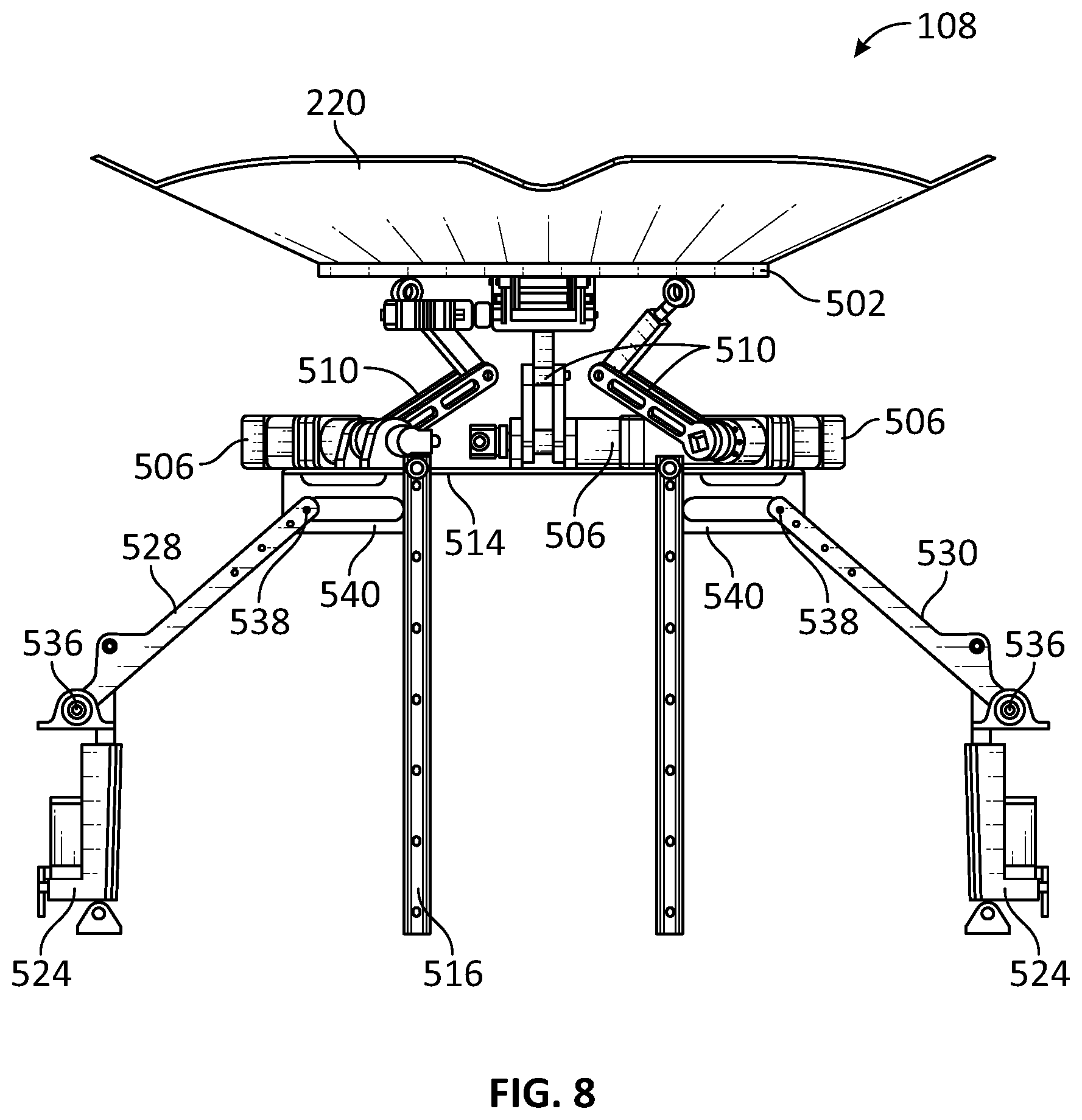Patent US12378013 Figure 7 – Unmanned aerial vehicle landing platform with tether passthrough systems and methods