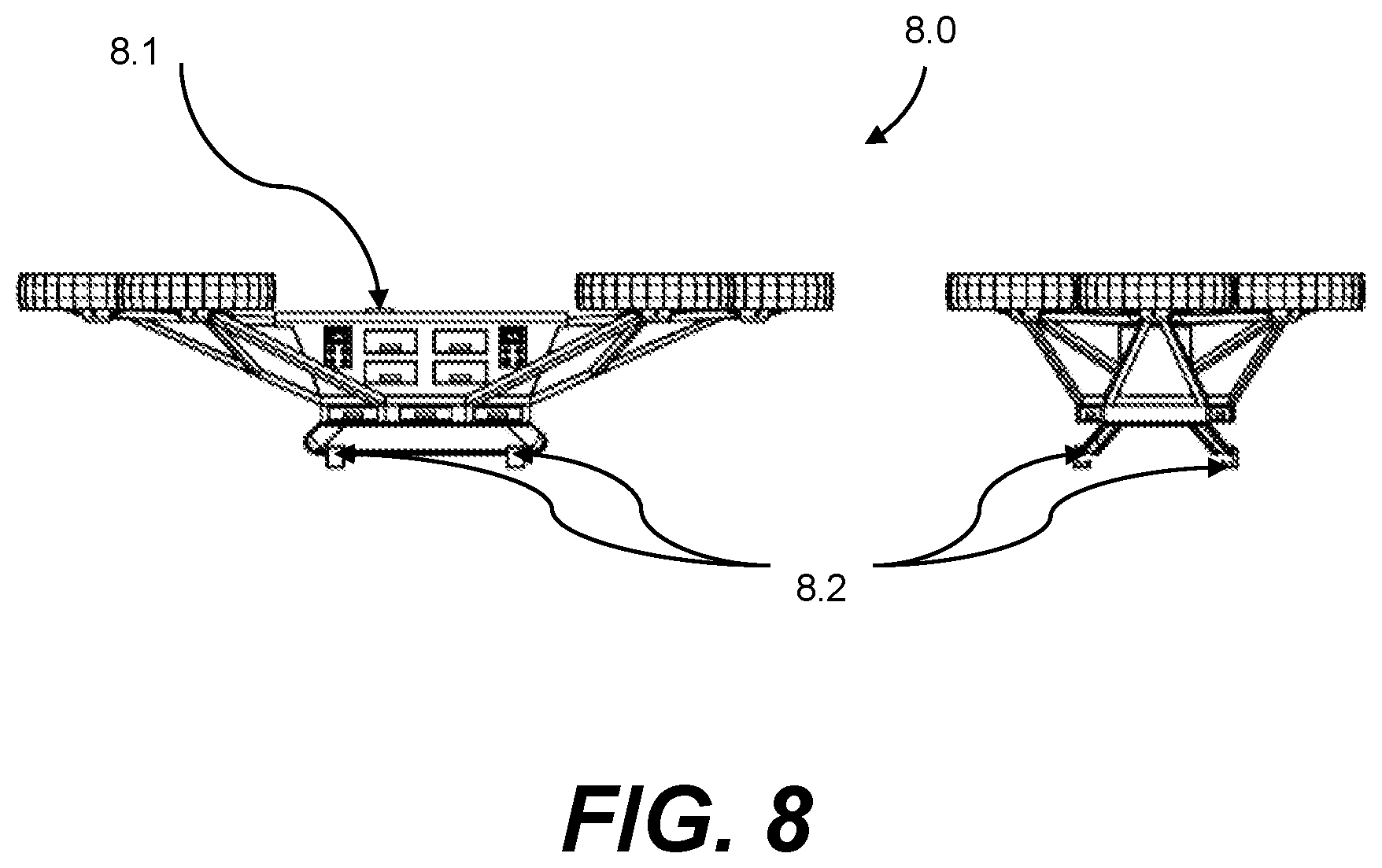 Patent US12378014 Figure 8 – Modular apparatus, design, concept for modules, connection, attachment and capability adding structural add ons for vehicles, structures
