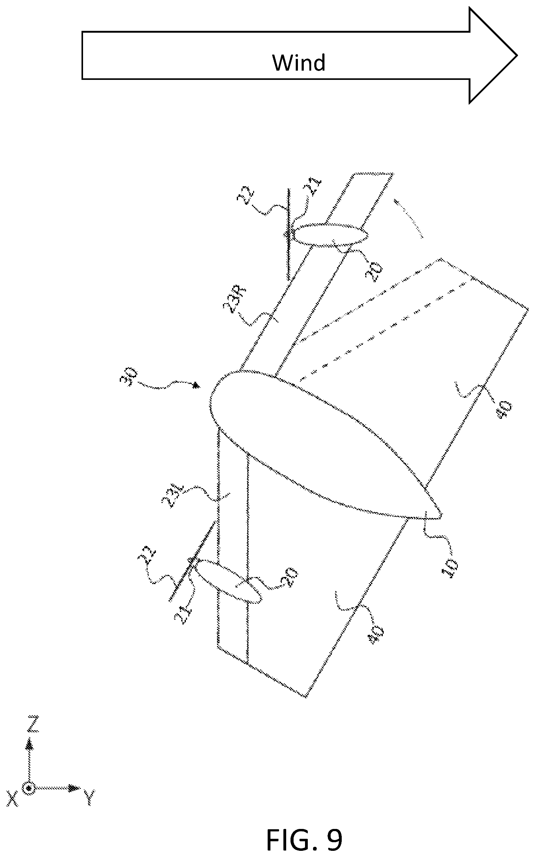 Patent US12378015 Figure 9 – Flight device with end parts displaceable along front end parts of wing parts