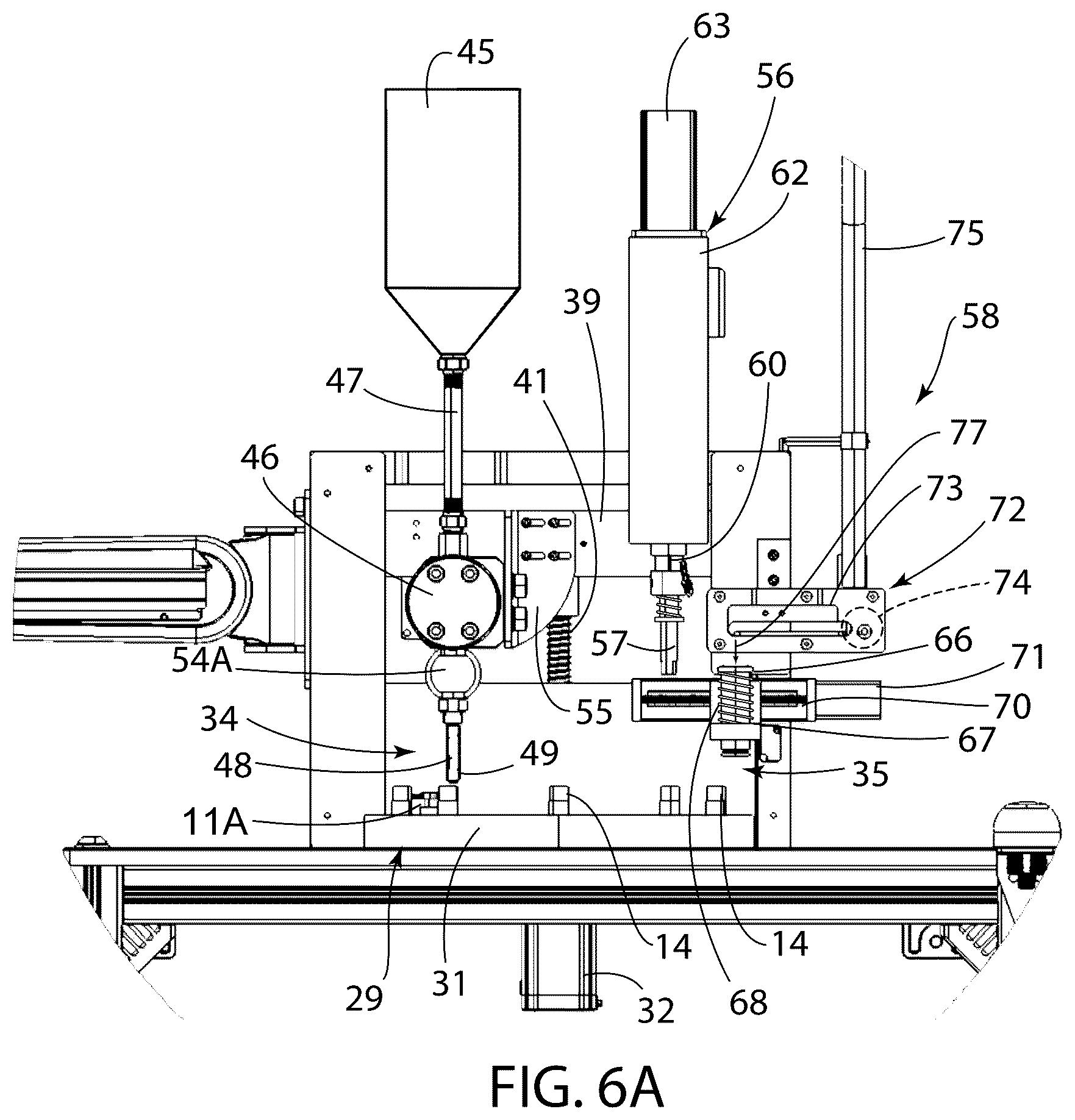 Patent US12378018 Figure 5 – Cartridge filler and capping machine for filling and capping cartridges with consumable fluids