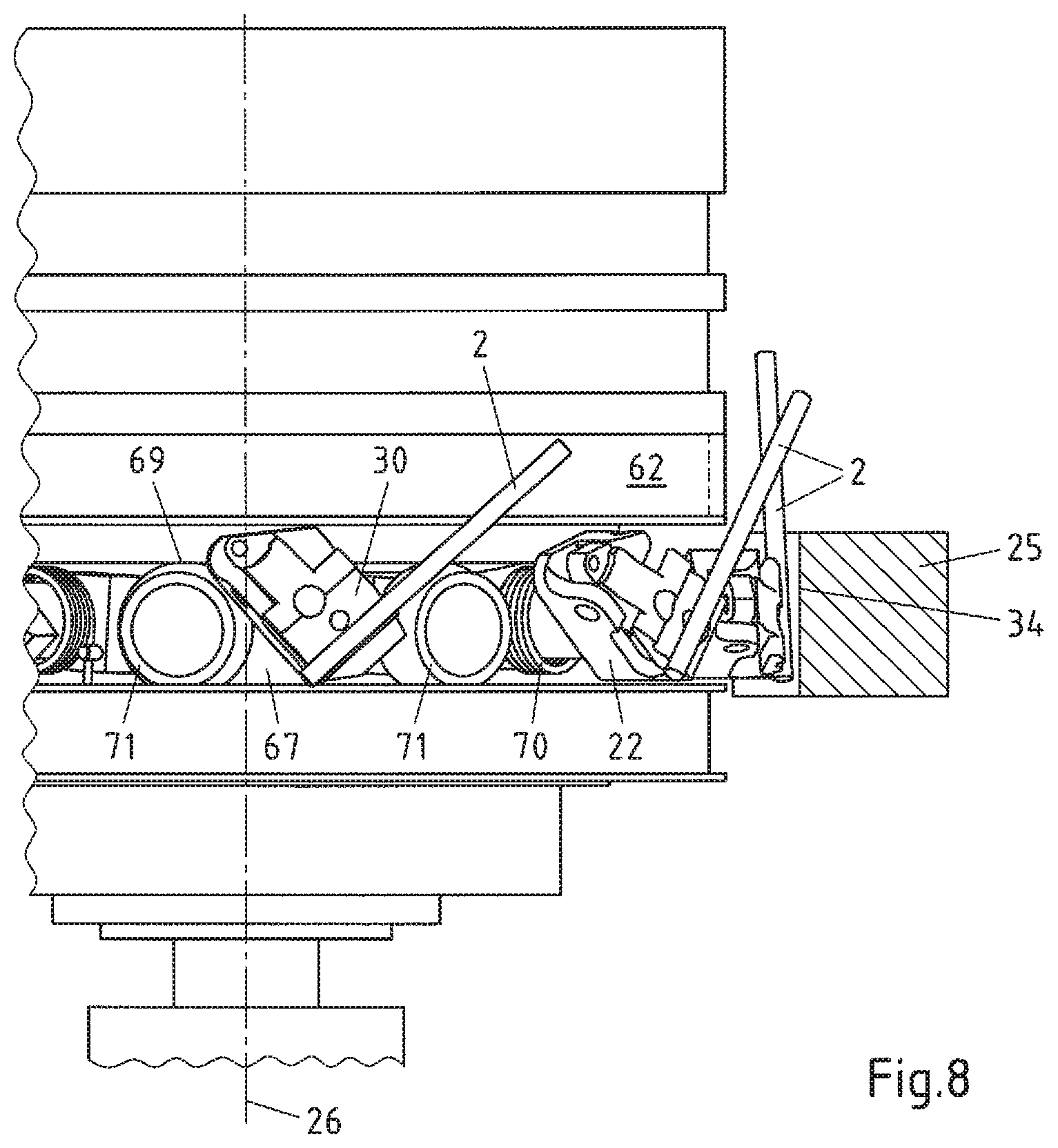 Patent US12378030 Figure 8 – Application device, application apparatus and method for applying additional elements to packages