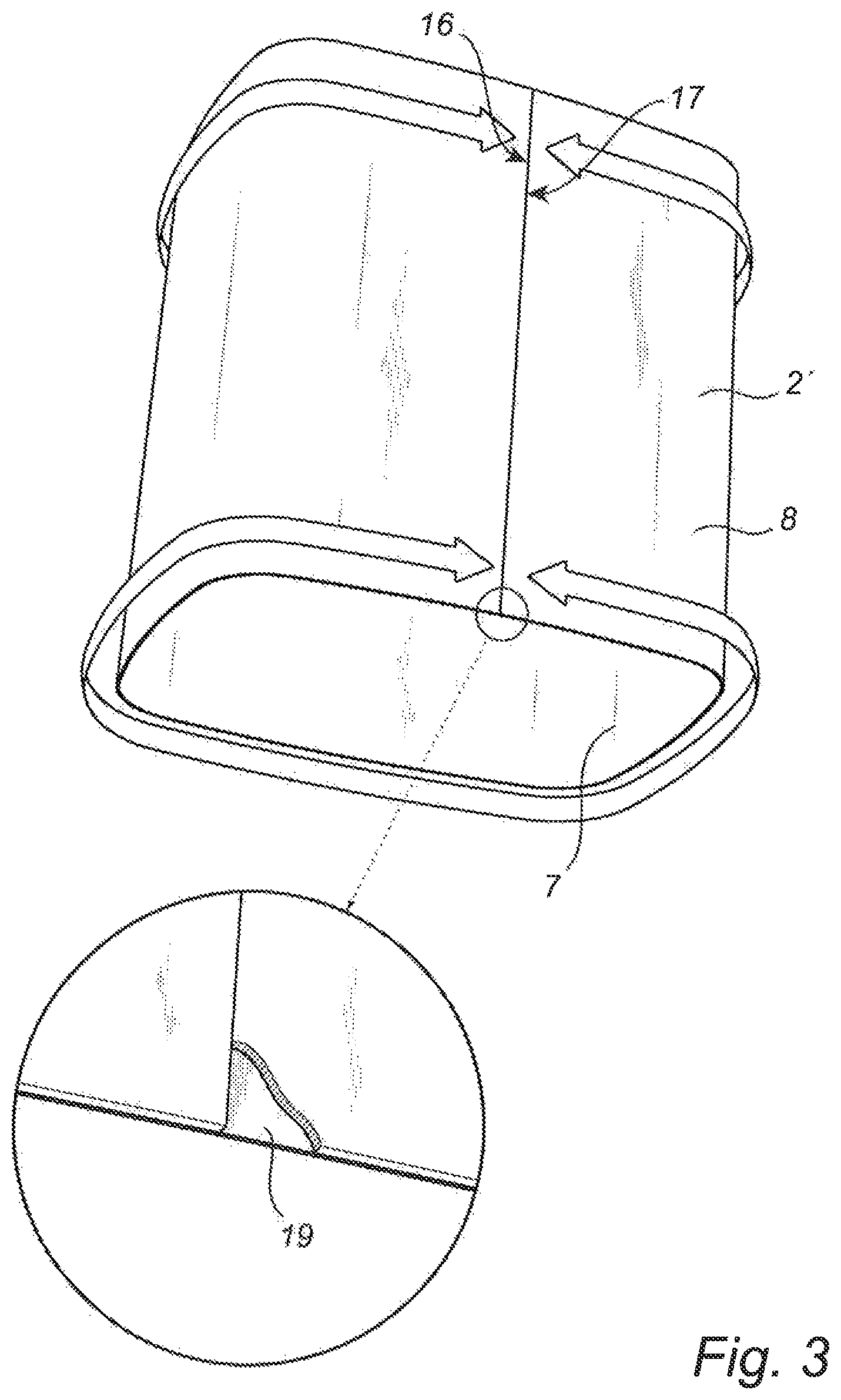 Patent US12378032 Figure 3 – Composite paperboard container with a rim comprising fibers, and a method for producing such a container