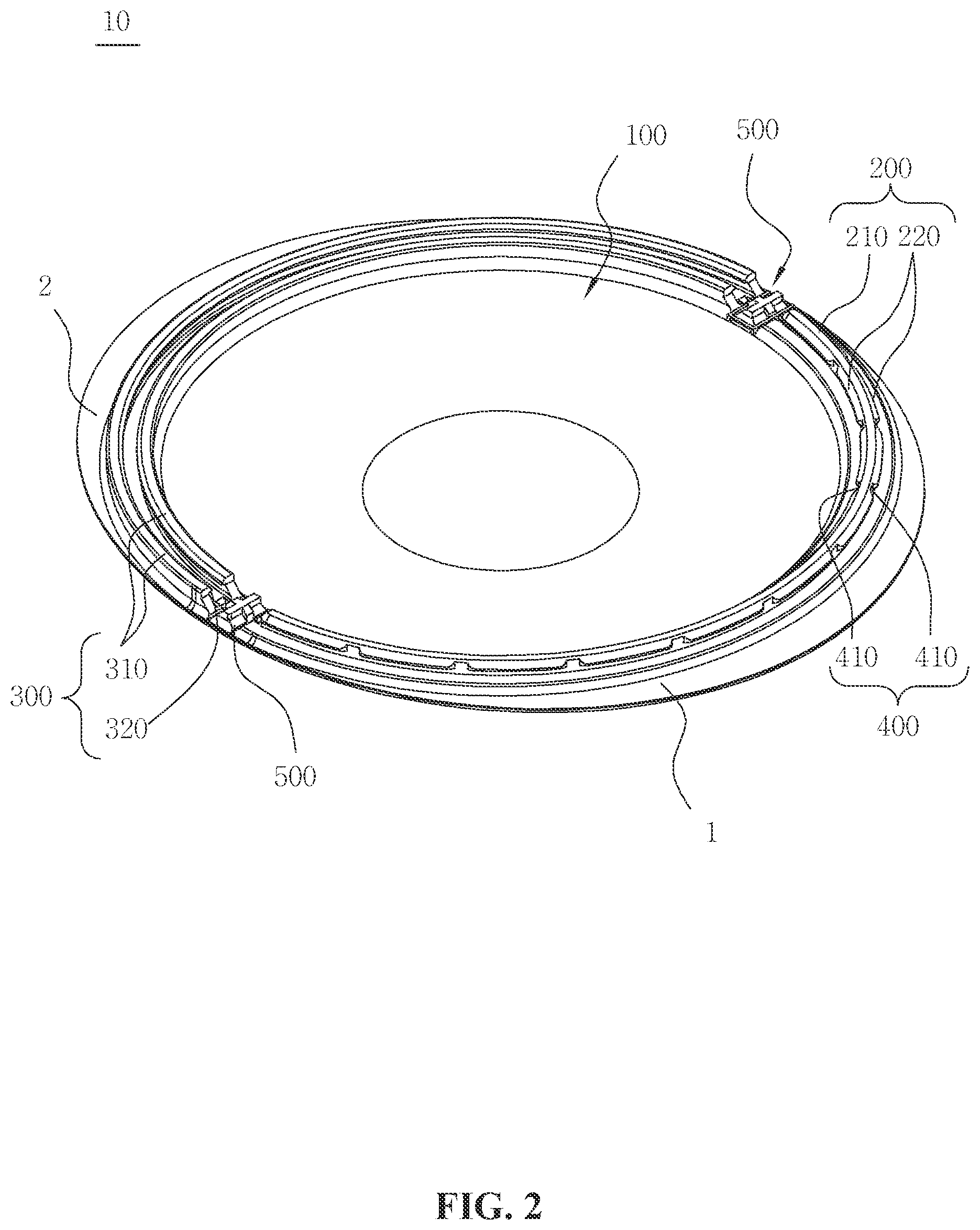 Patent US12378040 Figure 2 – Press-fit structure and food packaging wrap using same
