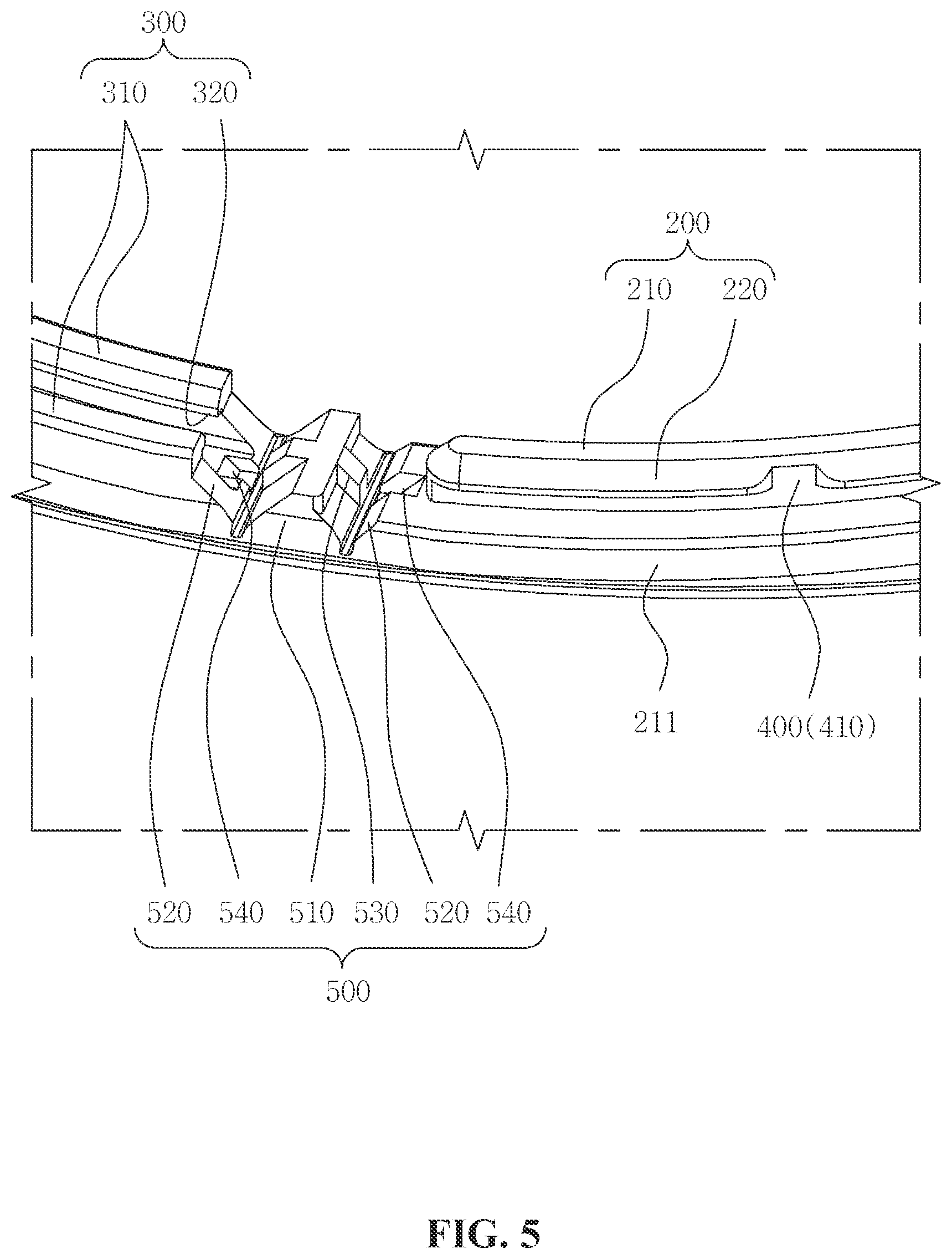 Patent US12378040 Figure 5 – Press-fit structure and food packaging wrap using same