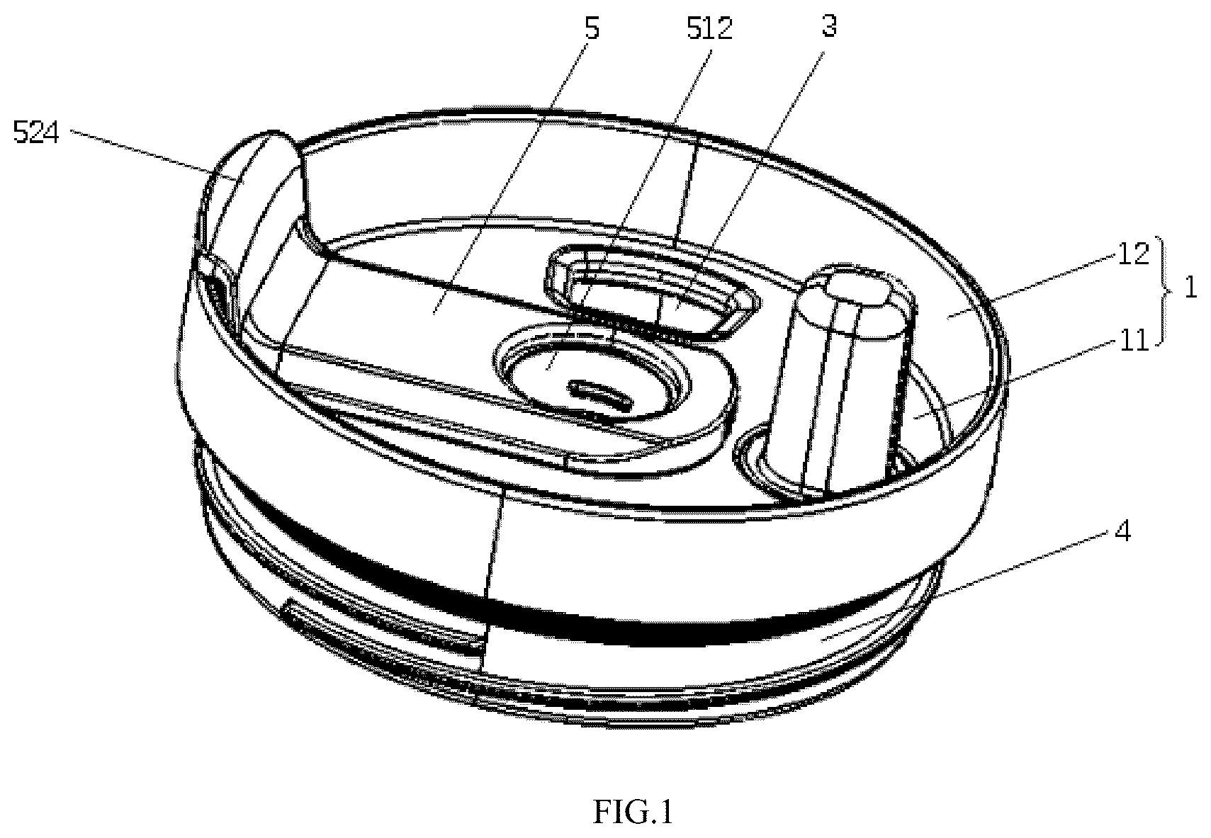 Patent US12378041 Figure 1 – Integrated leakproof cup cover for direct drinking and drinking with straw and cup having same
