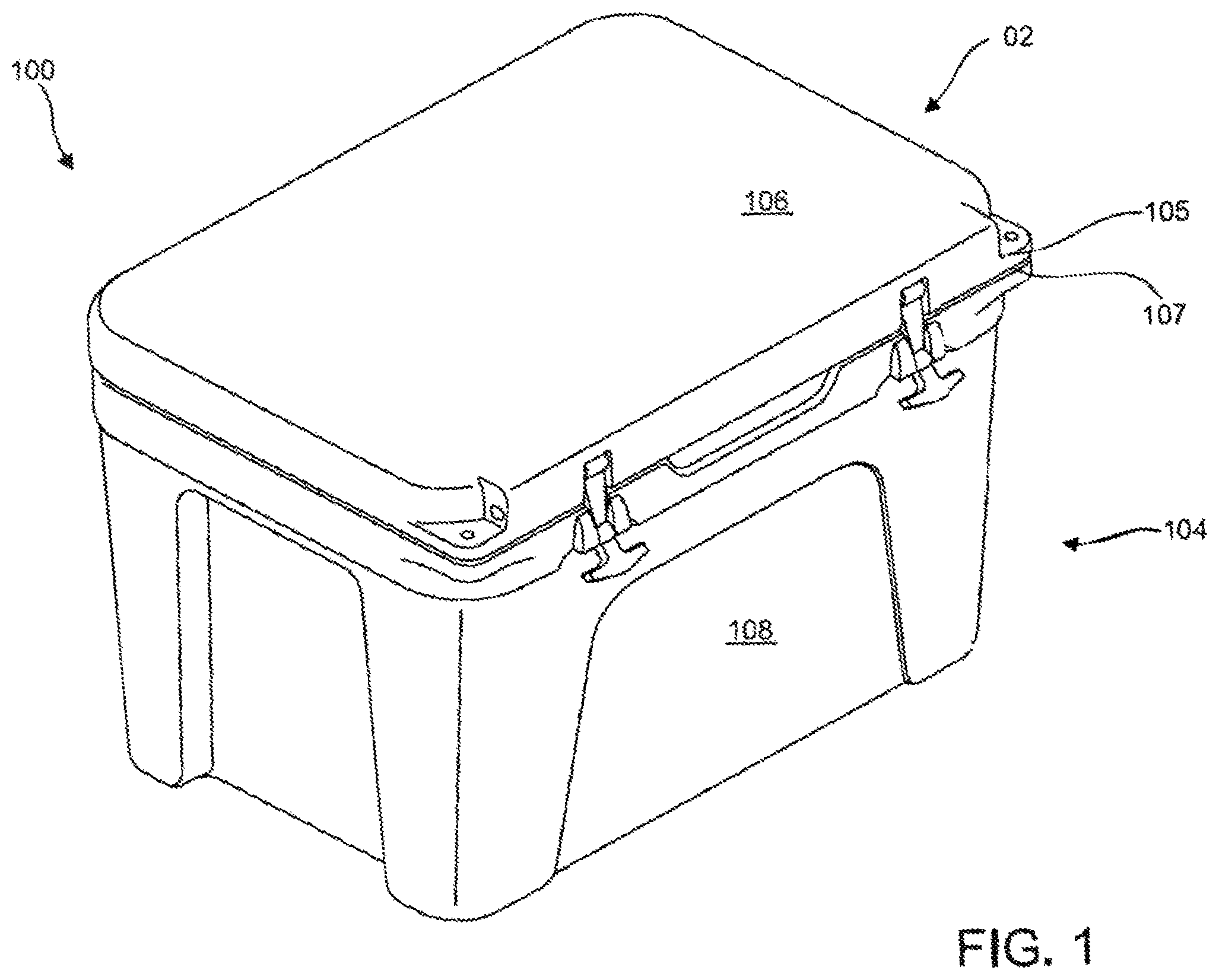 Patent US12378058 Figure 1 – US CIP: insulating container having vacuum insulated panels and method