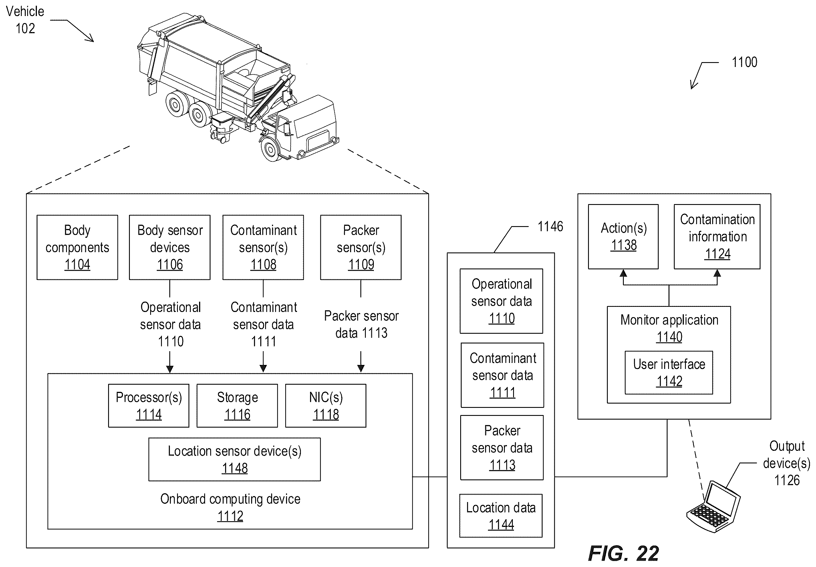 Patent US12378068 Figure 18 – Refuse collection with auger and contamination detection panel