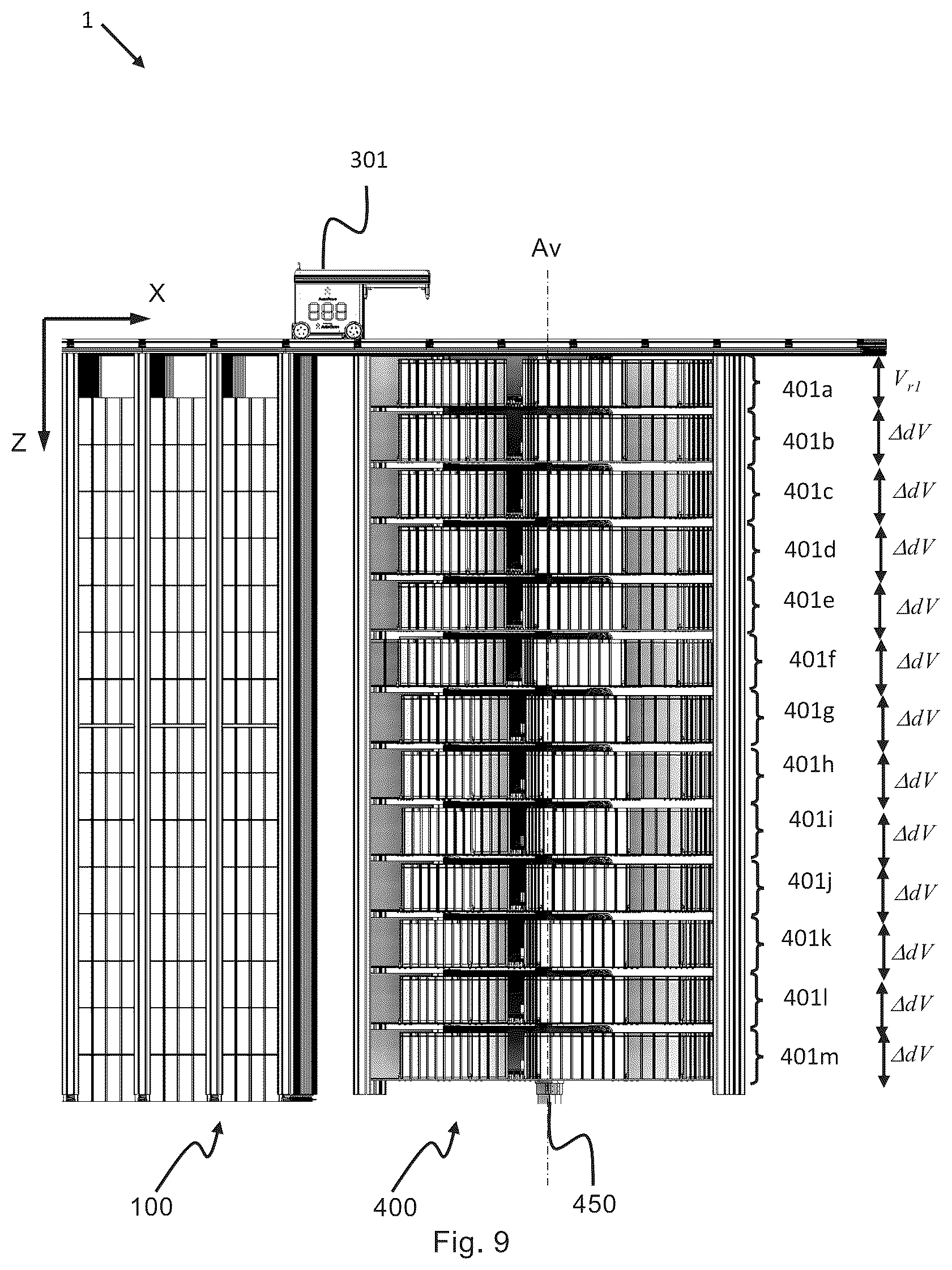 Patent US12378069 Figure 7 – Automated storage tower with carousel