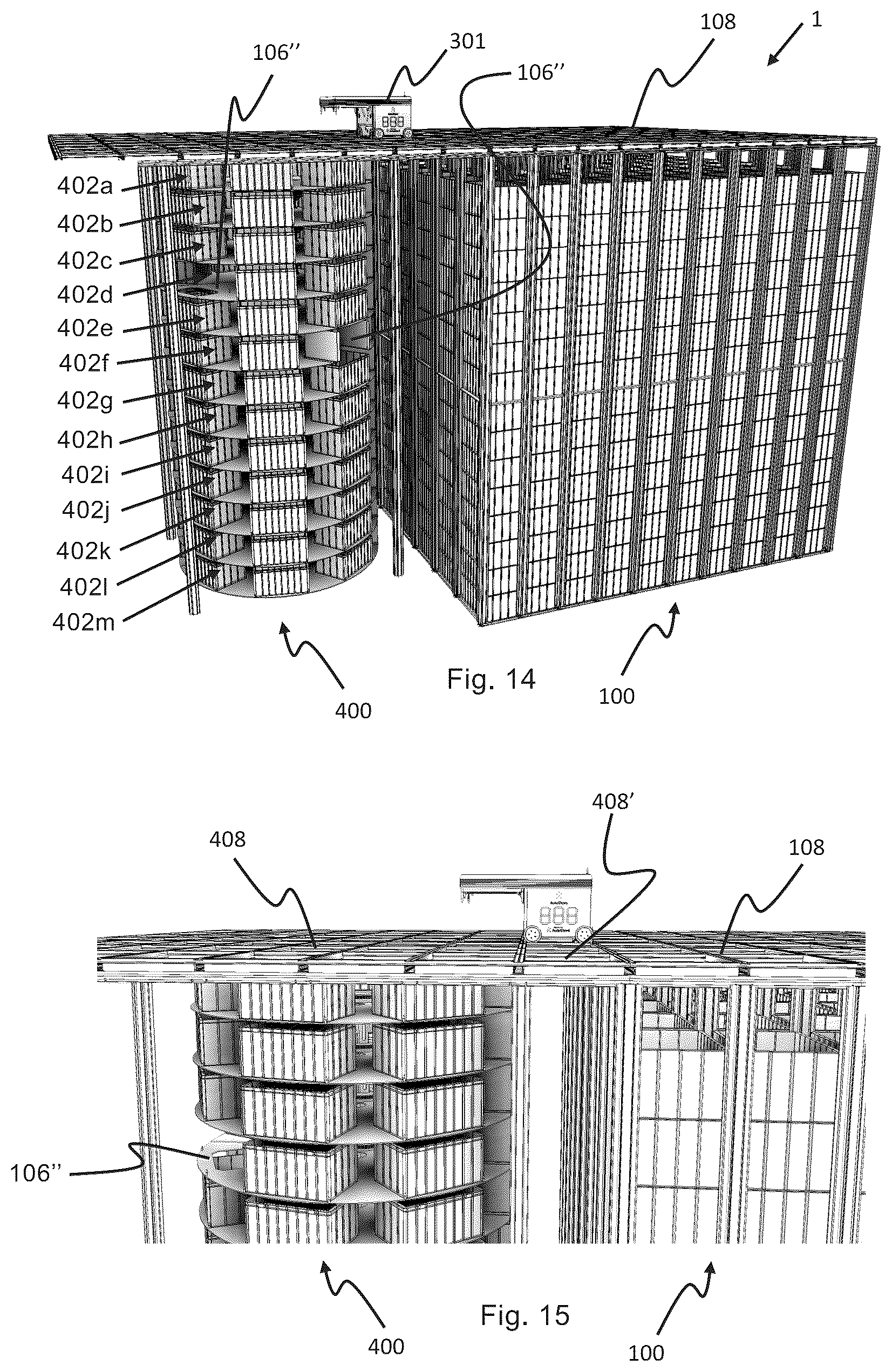 Patent US12378069 Figure 10 – Automated storage tower with carousel