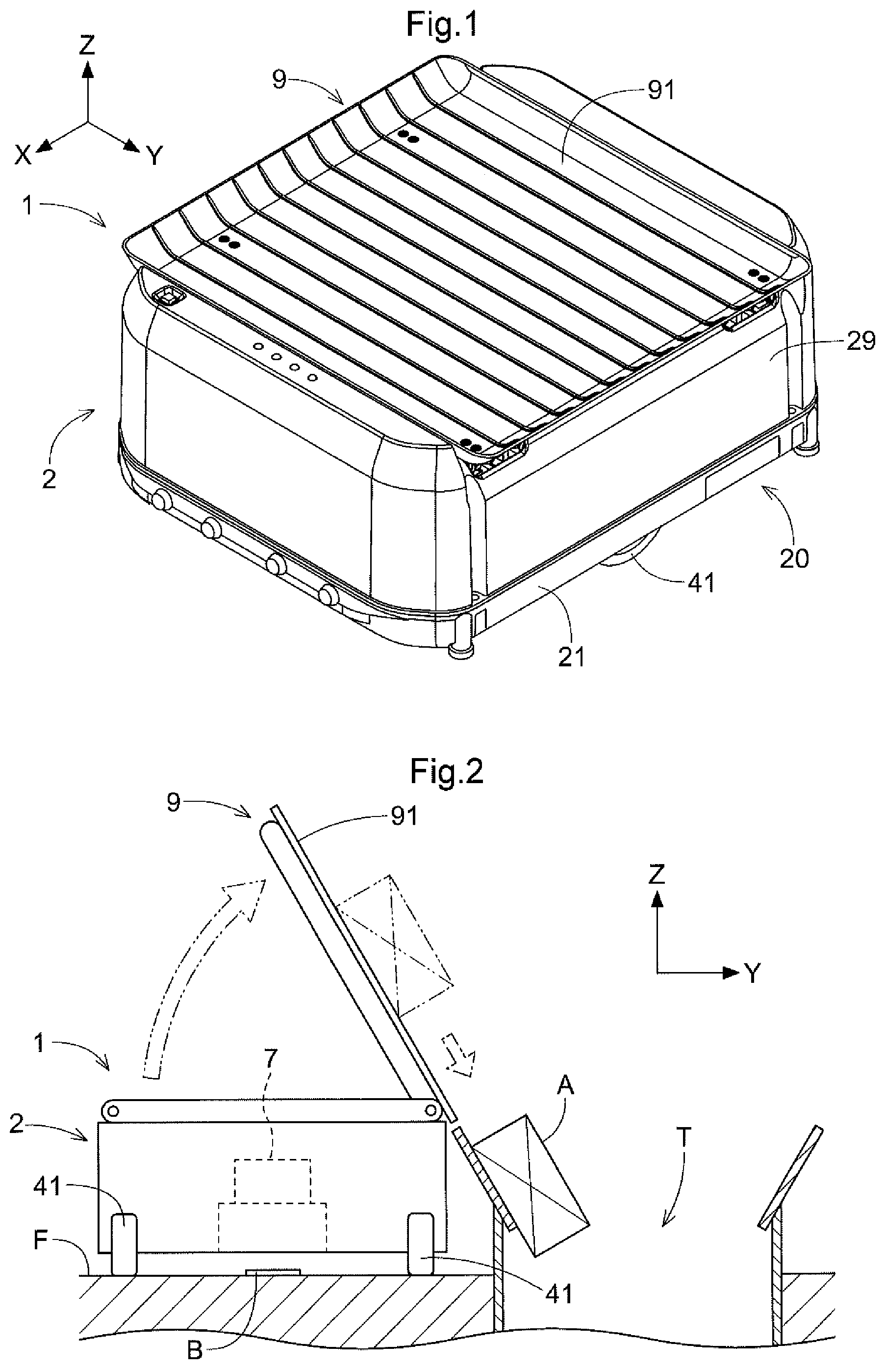 Patent US12378073 Figure 1 – Article transport vehicle