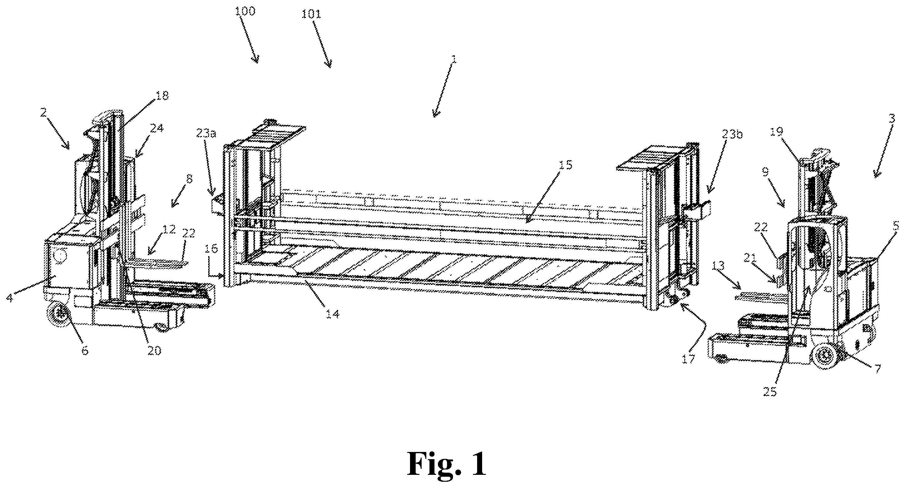 Patent US12378079 Figure 1 – Transport system for order-picking