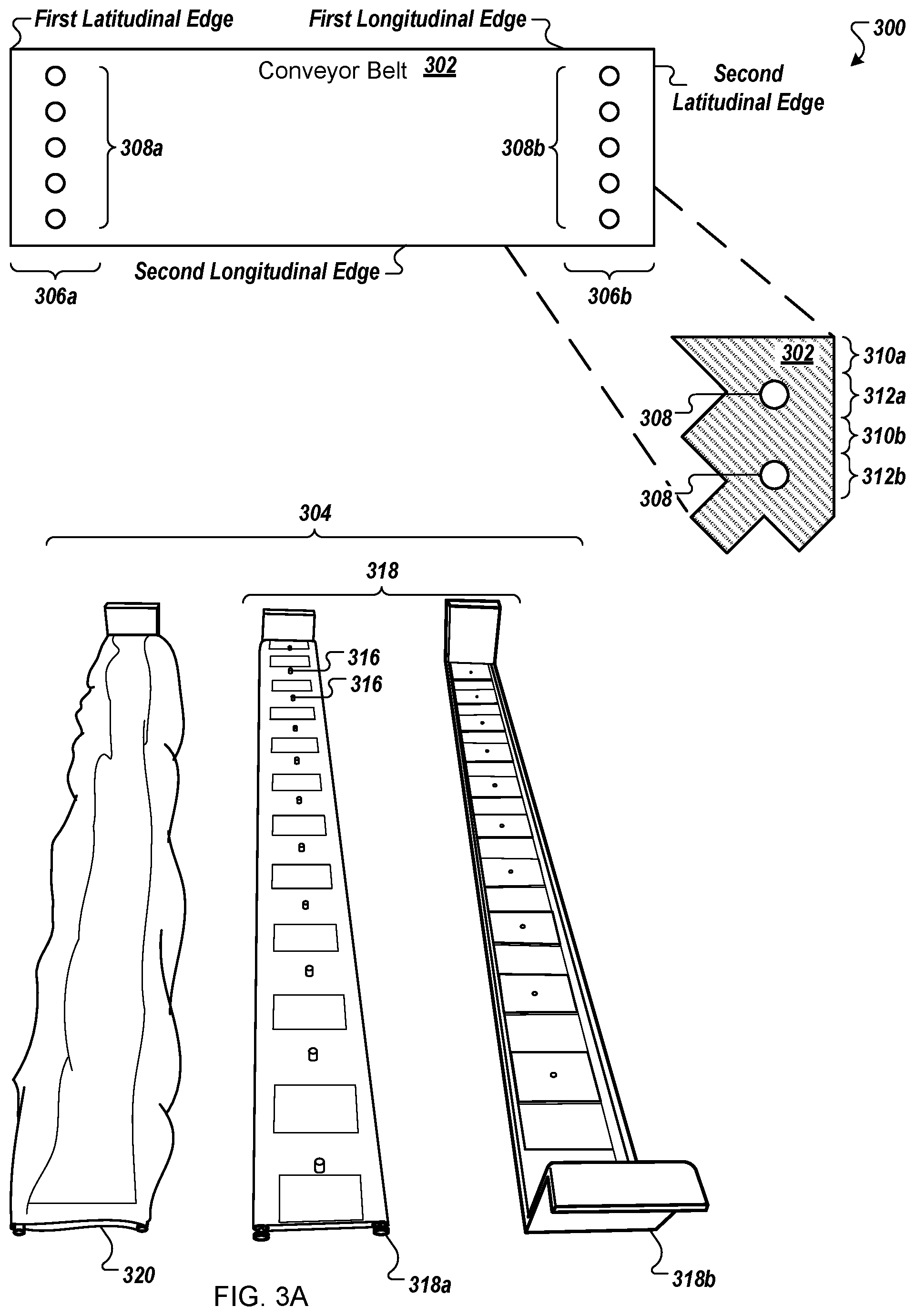 Patent US12378080 Figure 3 – Continuous conveyor belt