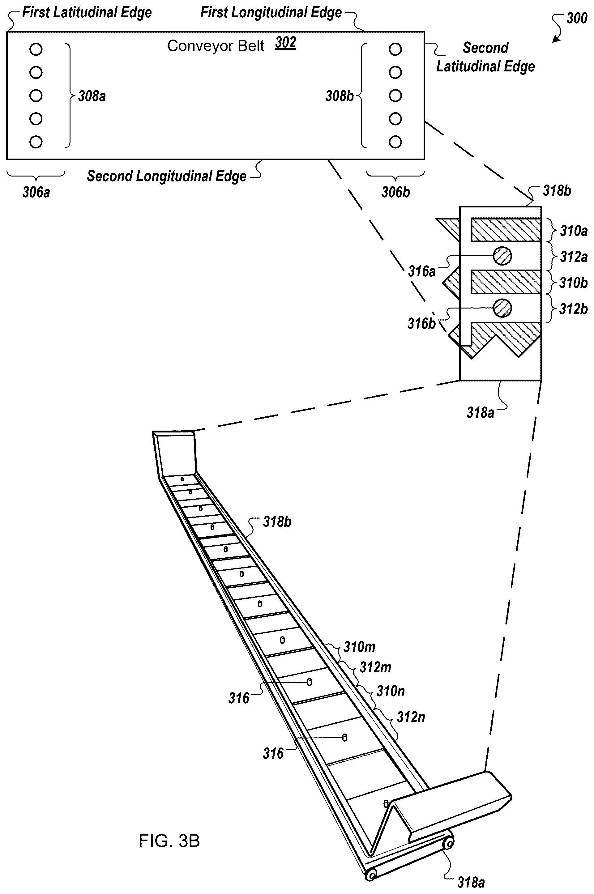 Patent US12378080 Figure 4 – Continuous conveyor belt