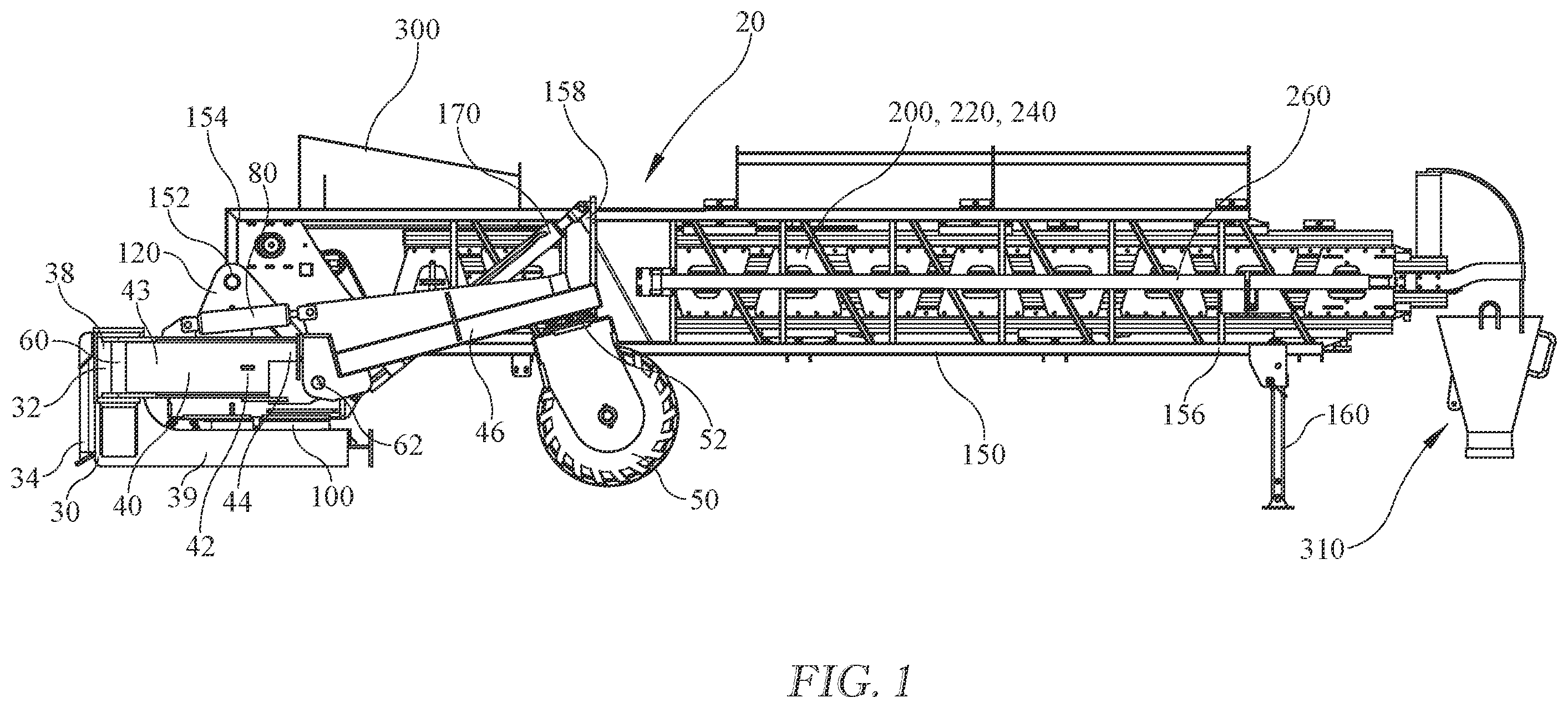 Patent US12378082 Figure 1 – Portable telescopic conveyor belt