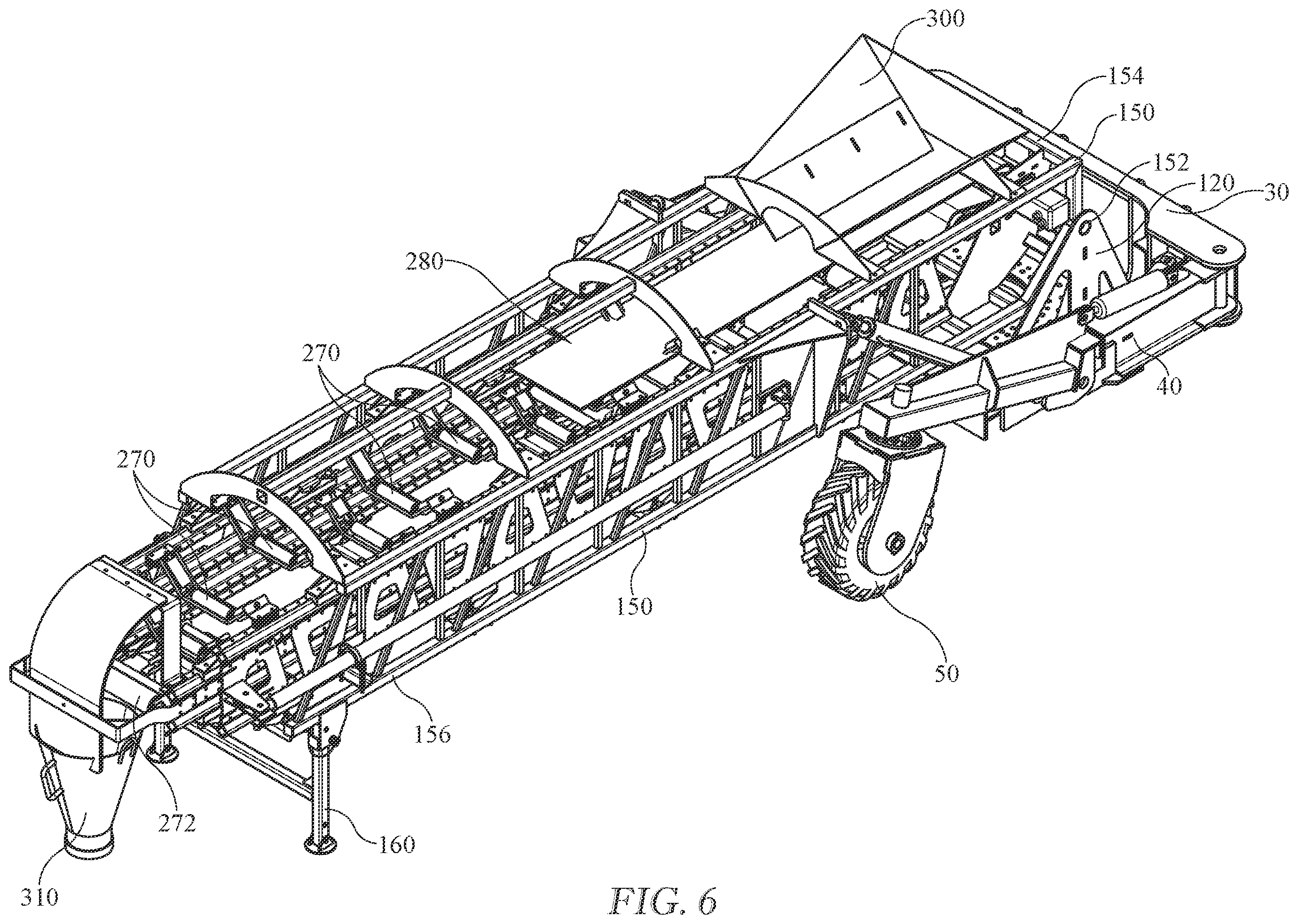 Patent US12378082 Figure 6 – Portable telescopic conveyor belt