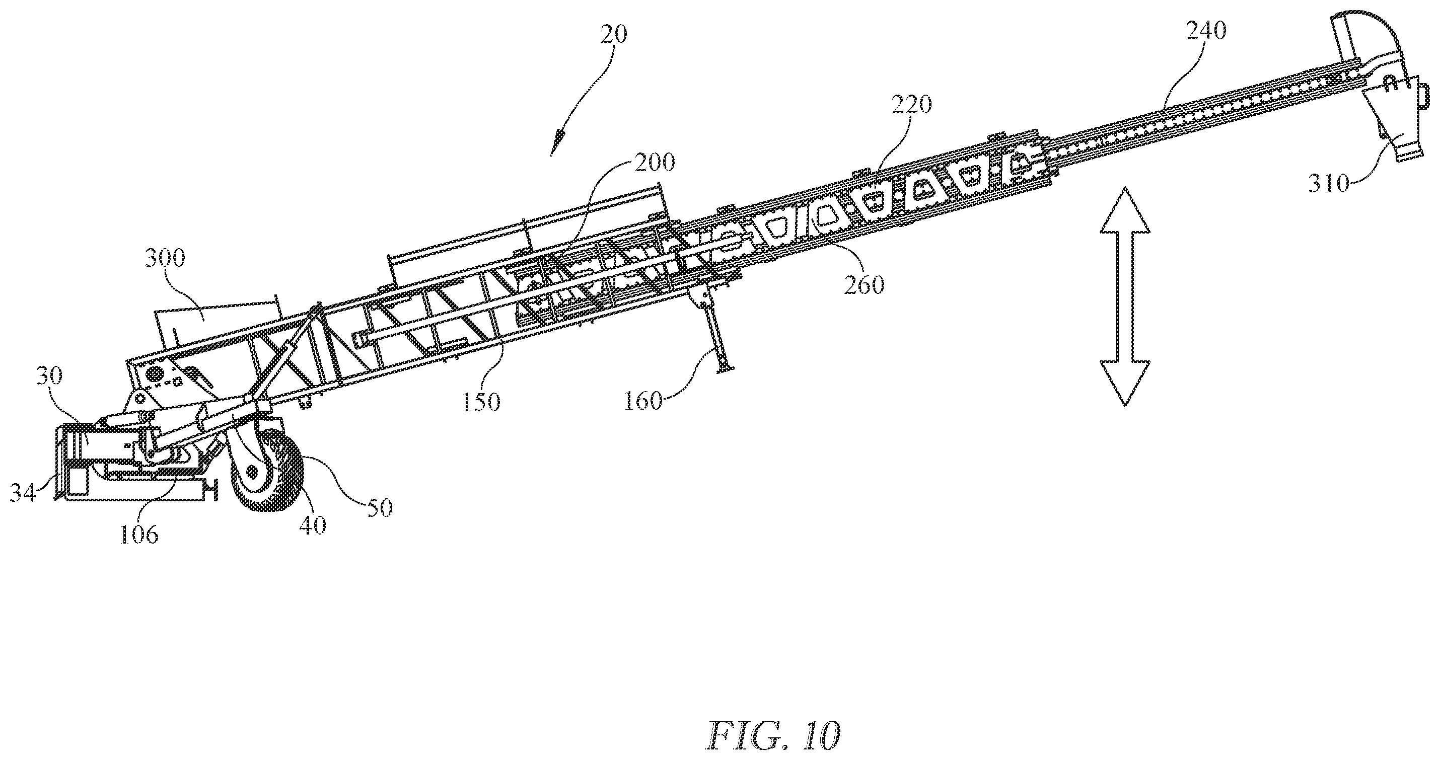 Patent US12378082 Figure 10 – Portable telescopic conveyor belt