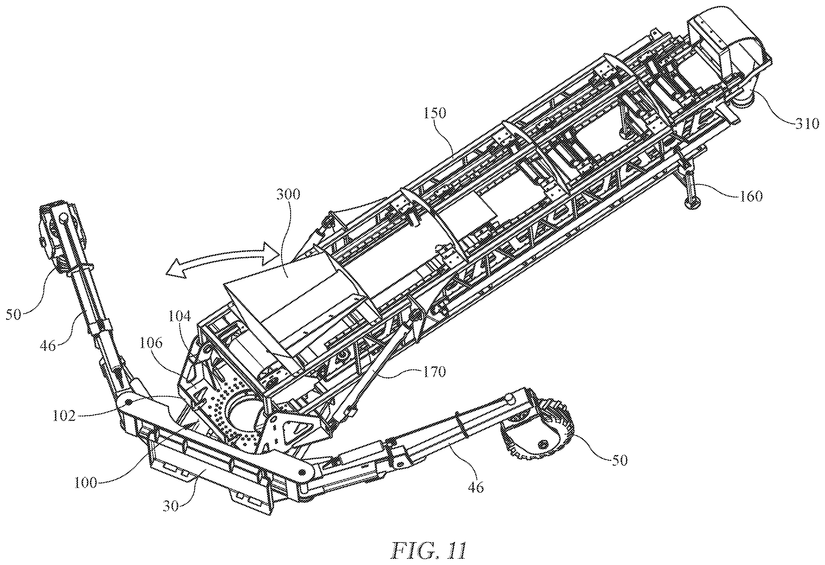 Patent US12378082 Figure 11 – Portable telescopic conveyor belt