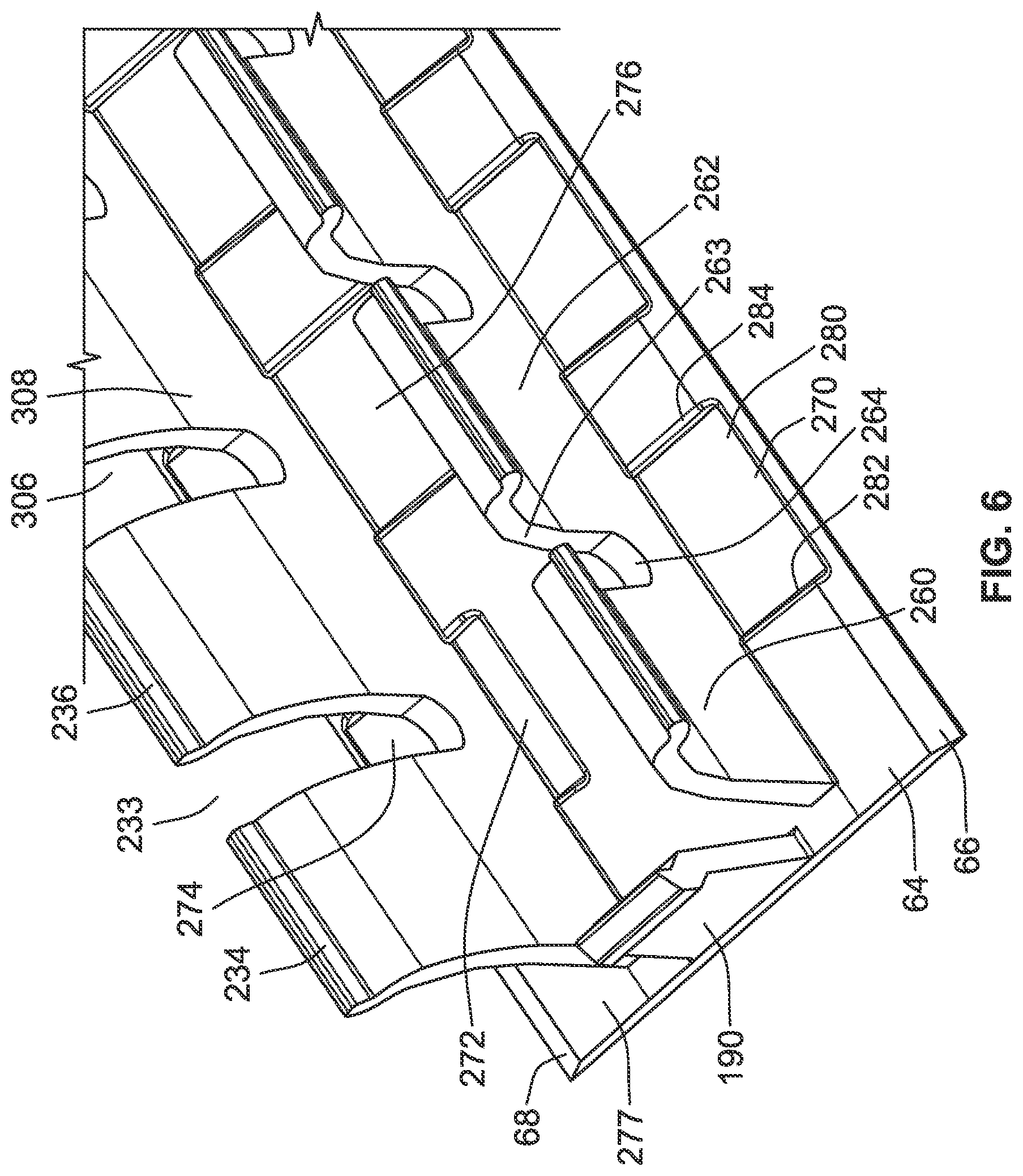 Patent US12378083 Figure 6 – Conveyor gap blocker