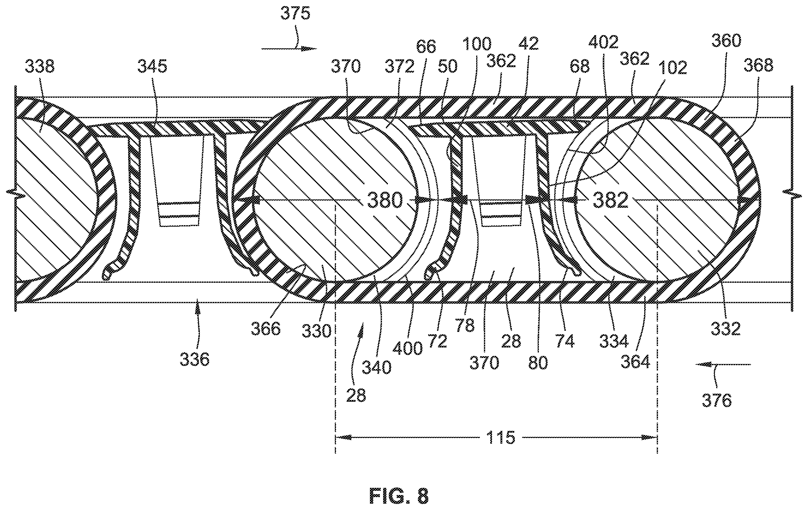 Patent US12378083 Figure 8 – Conveyor gap blocker