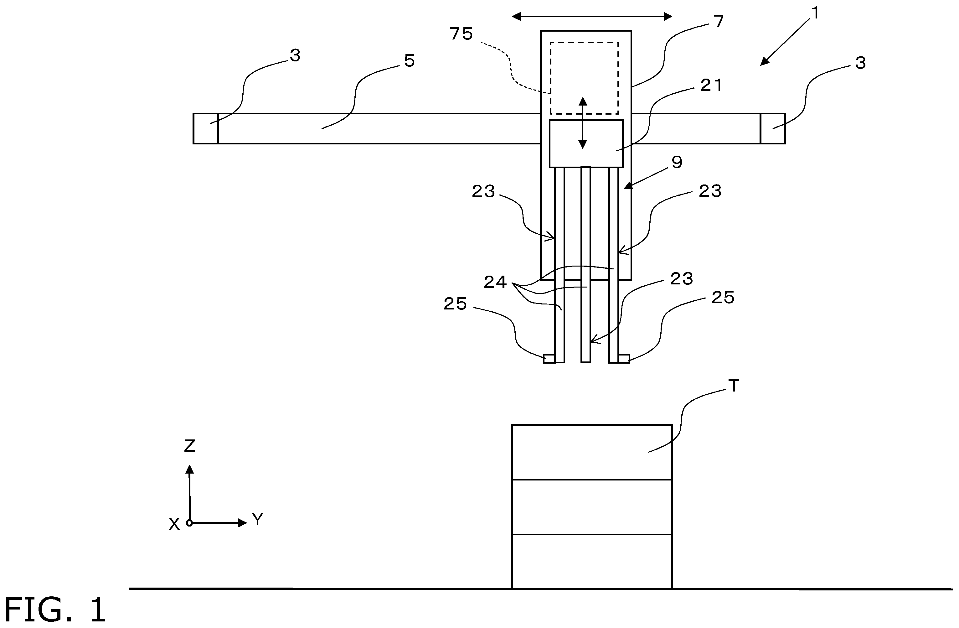 Patent US12378084 Figure 1 – Tire transport apparatus
