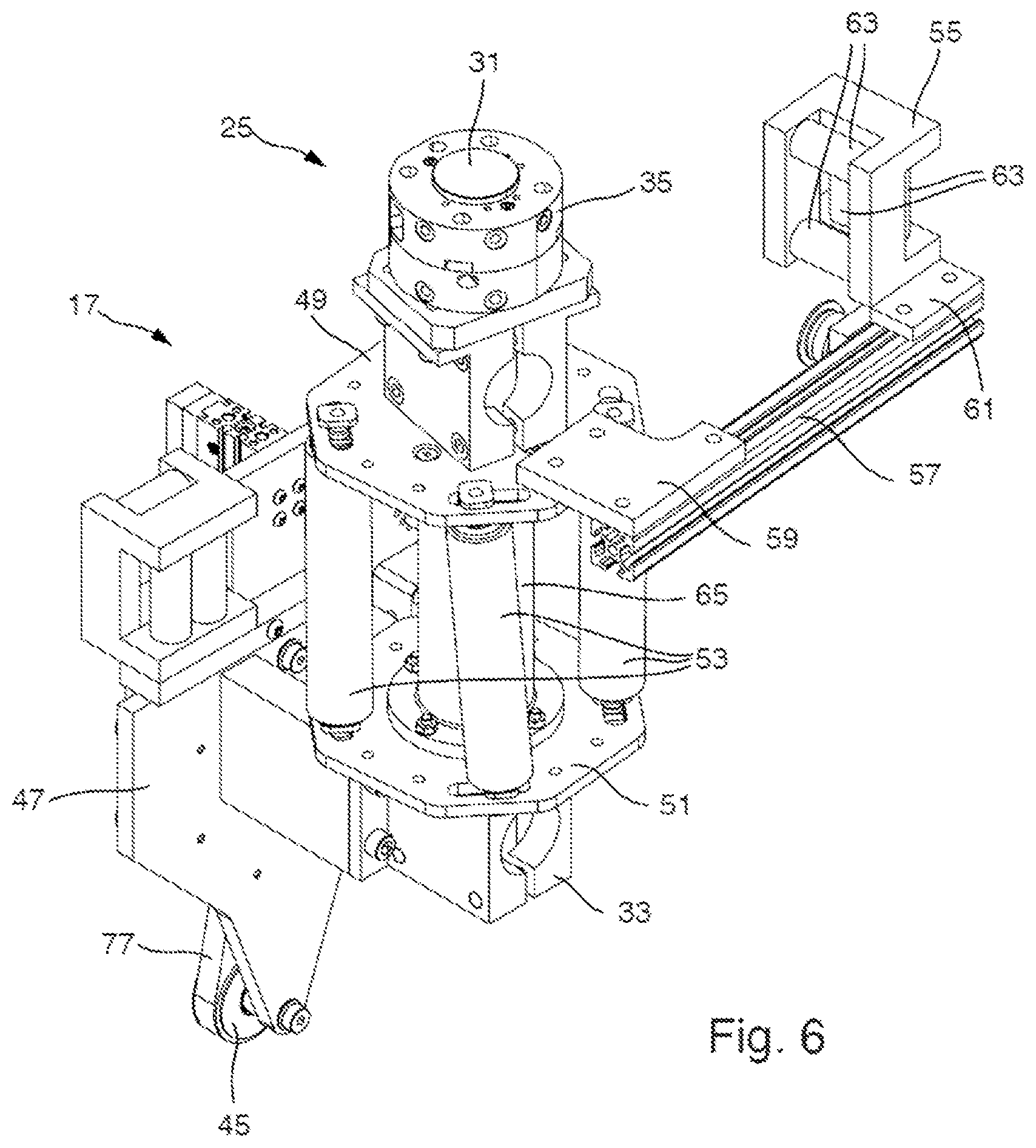 Patent US12378091 Figure 6 – Application device having a helix feed, robot device and production system