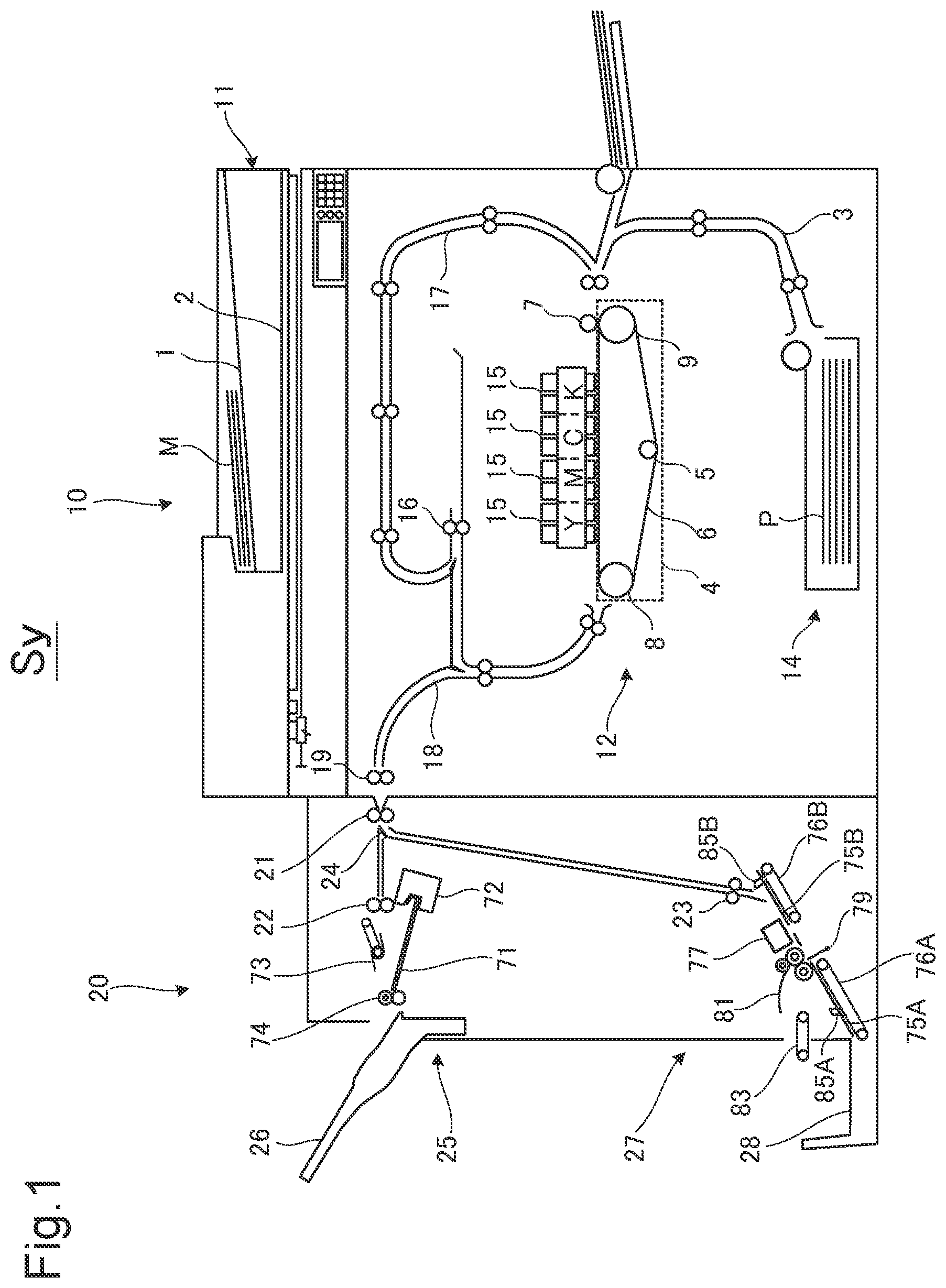 Patent US12378092 Figure 1 – Sheet postprocessing apparatus that performs postprocessing on plurality of sheets stacked, and image forming system including same