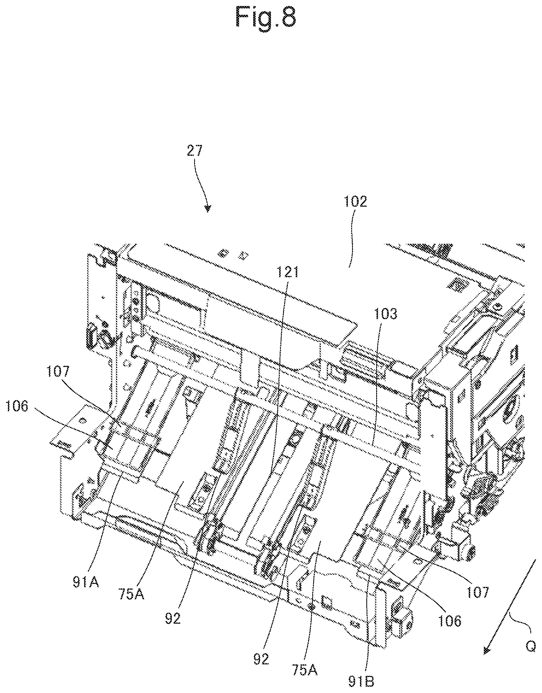 Patent US12378092 Figure 9 – Sheet postprocessing apparatus that performs postprocessing on plurality of sheets stacked, and image forming system including same