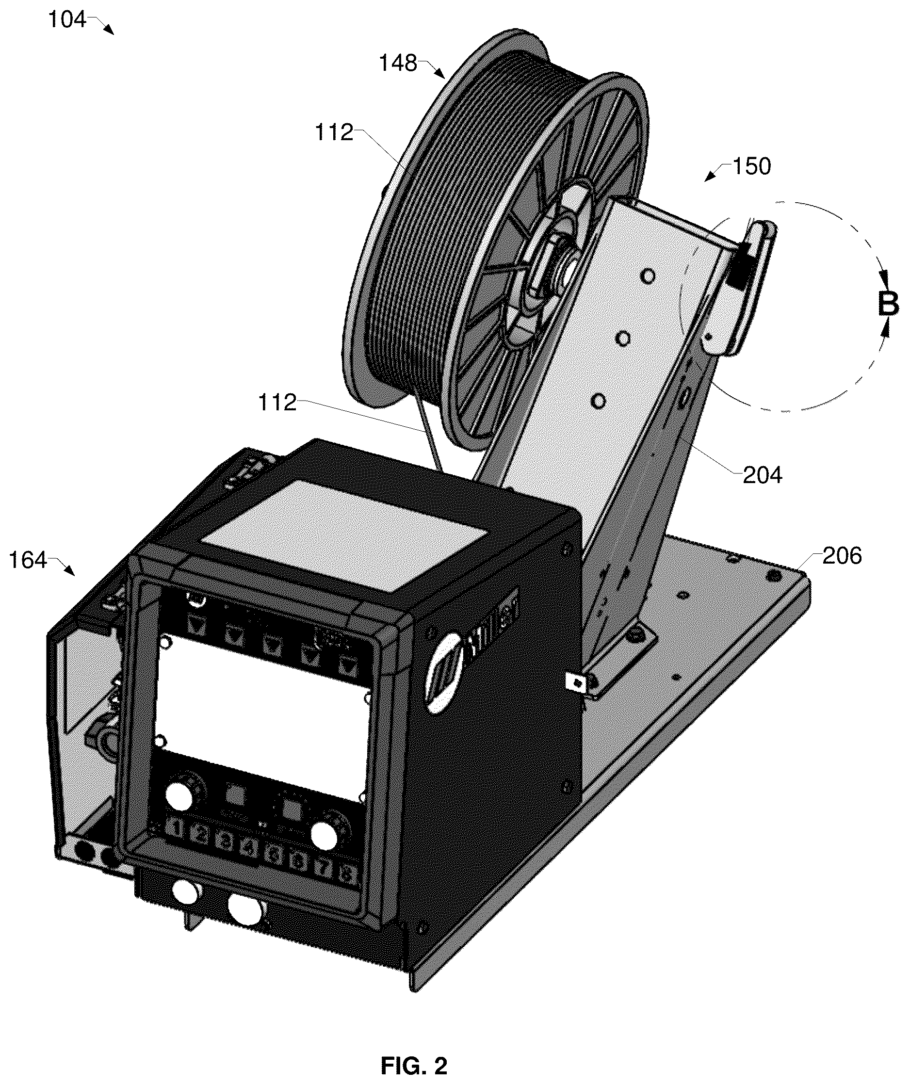 Patent US12378093 Figure 2 – Wire spool rotation resistance adjusters and wire feed assemblies having adjustable wire spool rotation resistance