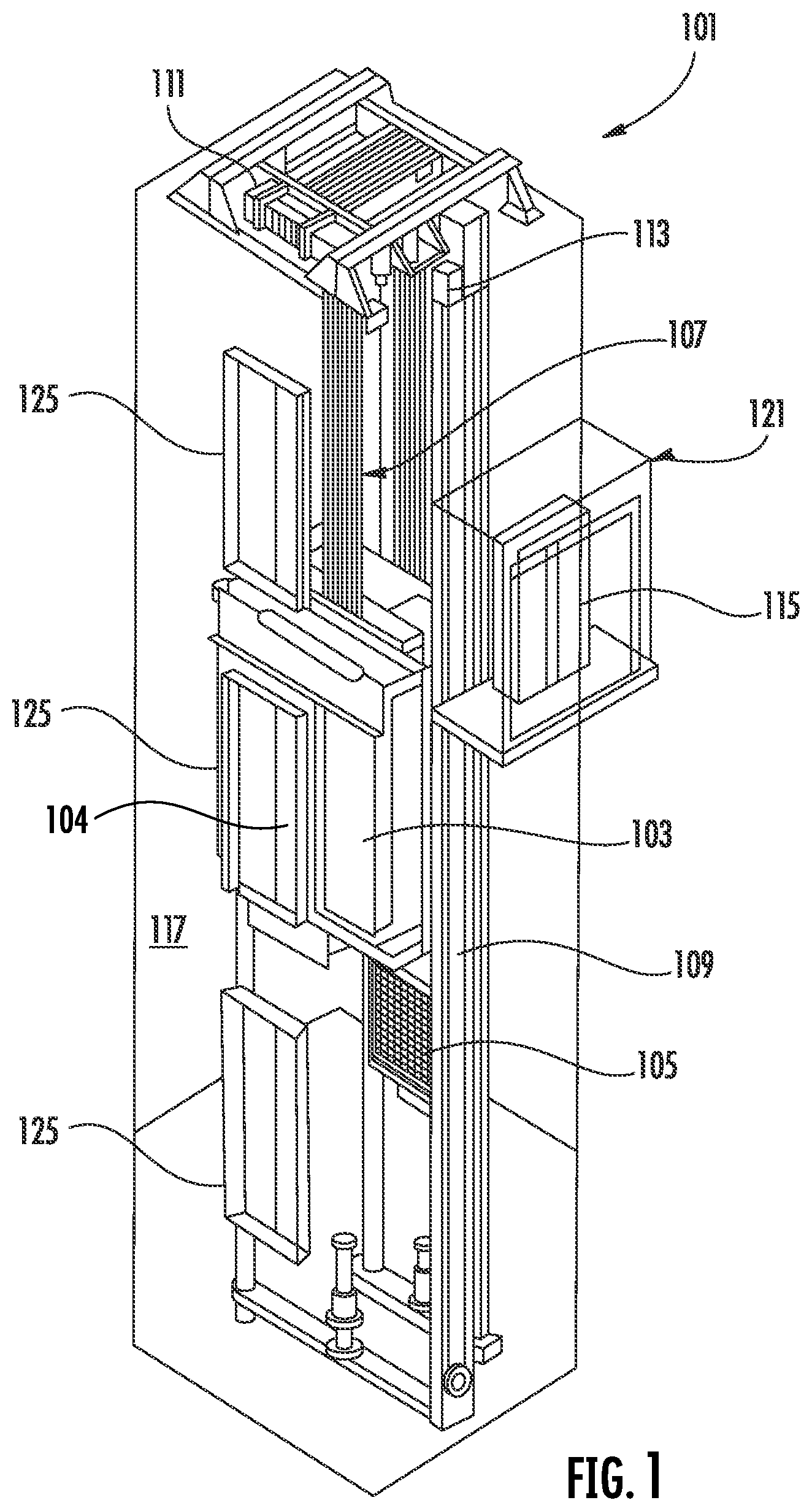 Patent US12378095 Figure 1 – System and method of unlocking and opening multiple panel elevator doors
