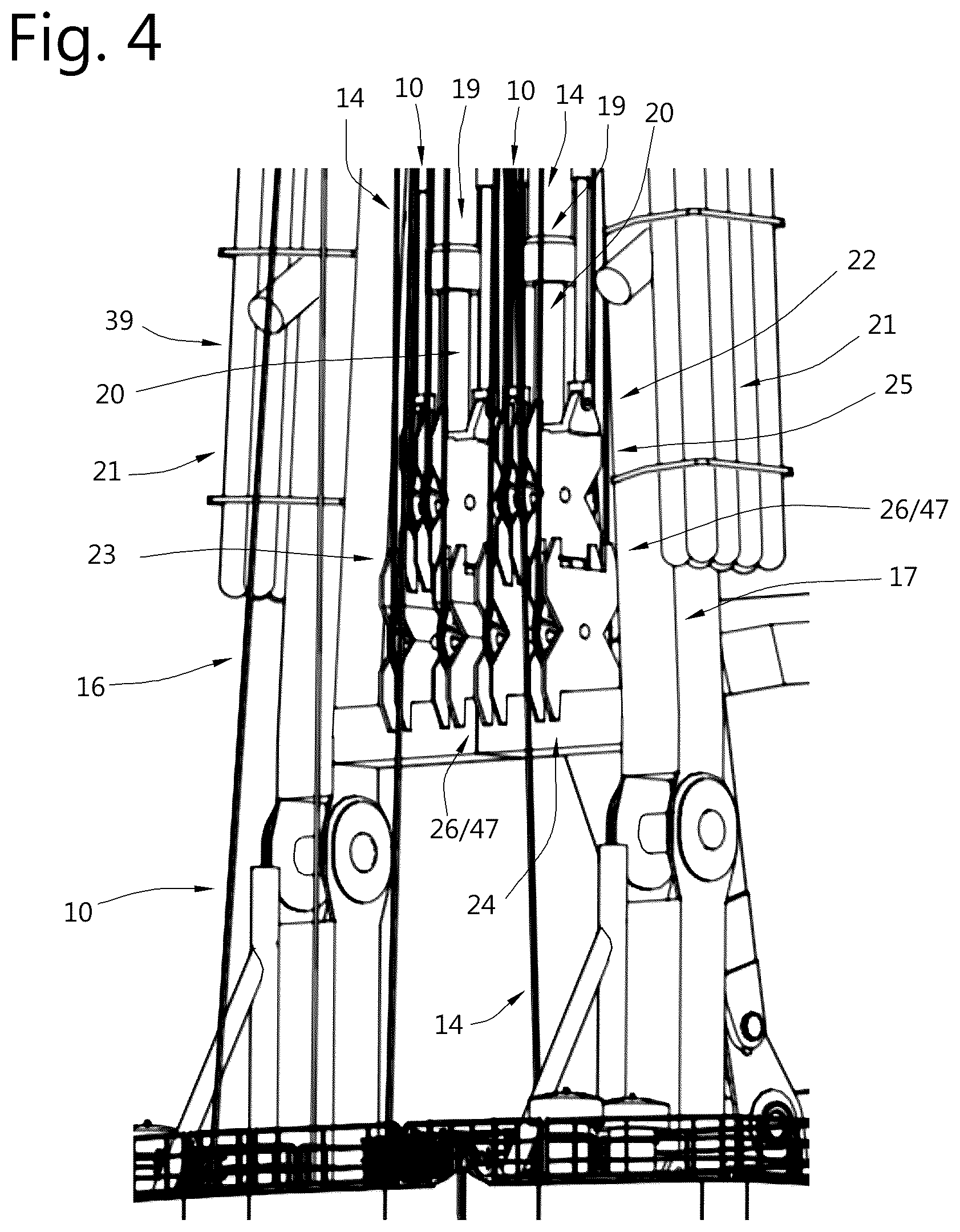Patent US12378099 Figure 3 – Heave compensated dual hoist crane