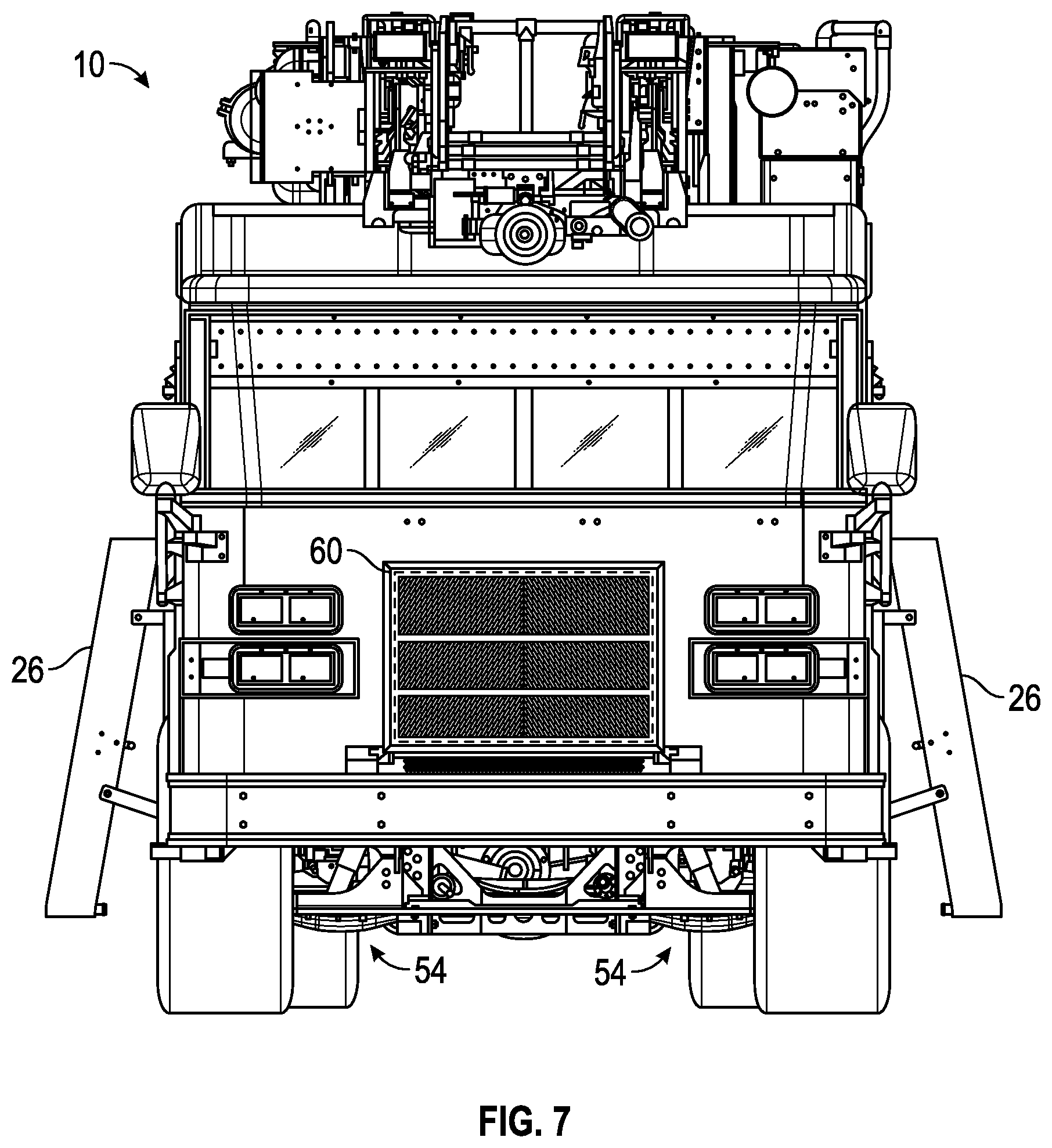 Patent US12378102 Figure 7 – Support structure for a ladder assembly of a fire apparatus