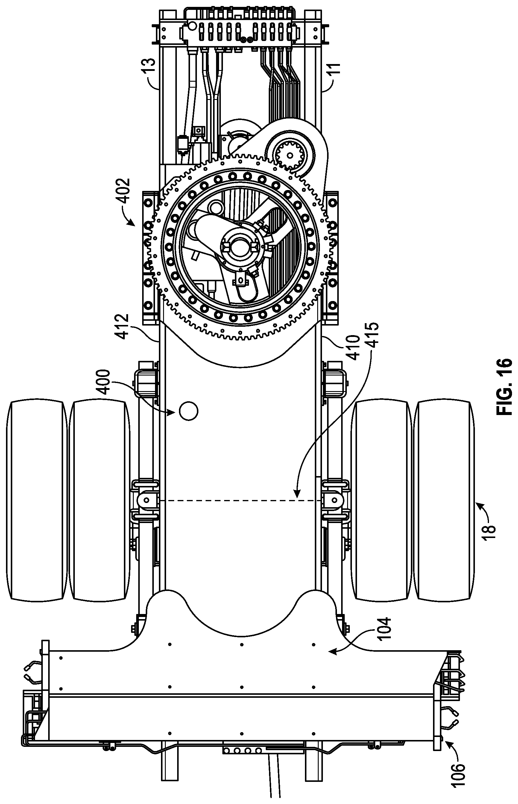 Patent US12378102 Figure 15 – Support structure for a ladder assembly of a fire apparatus