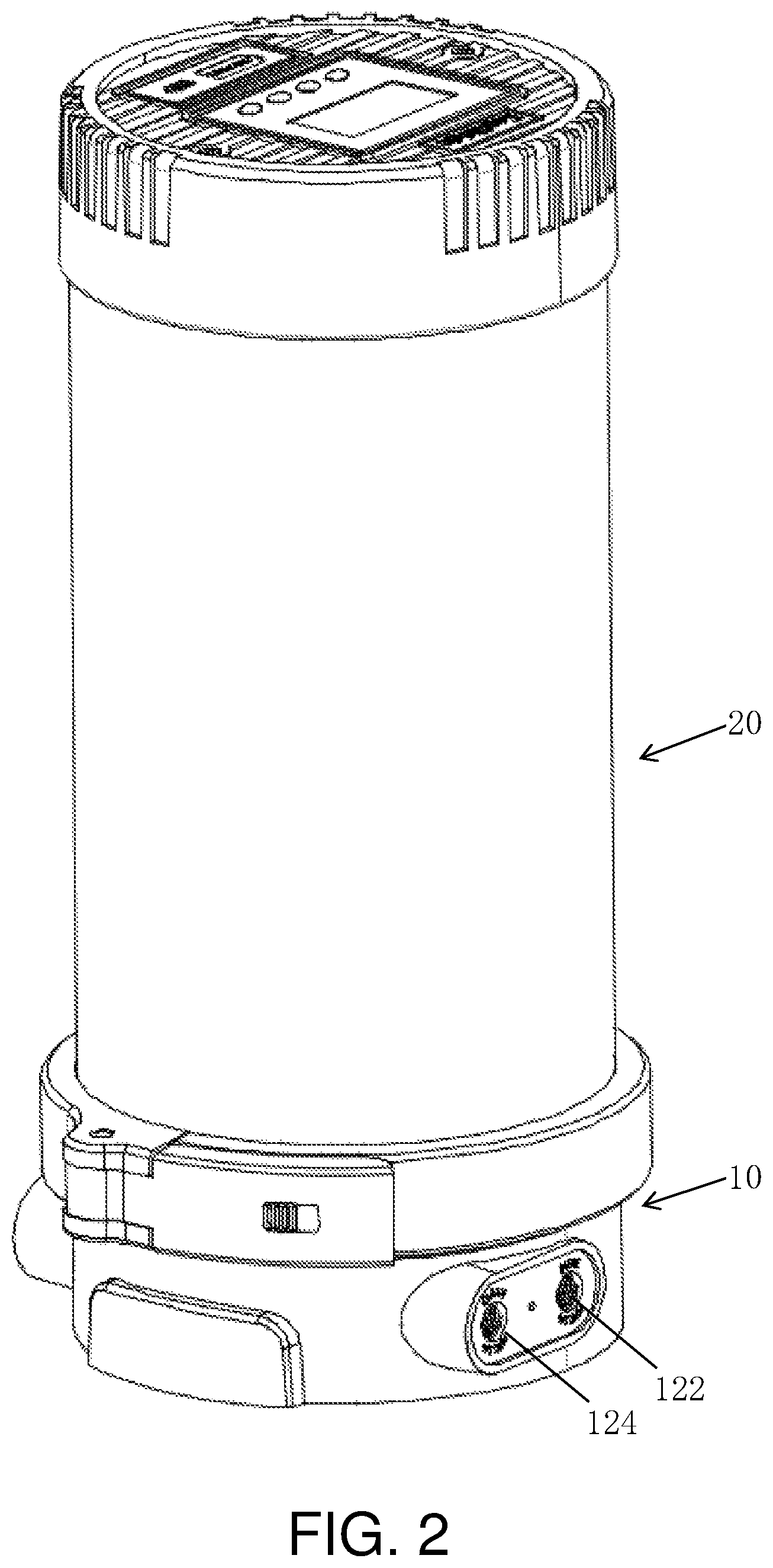 Patent US12378135 Figure 2 – Double-water-output cylindrical integrated water purifier