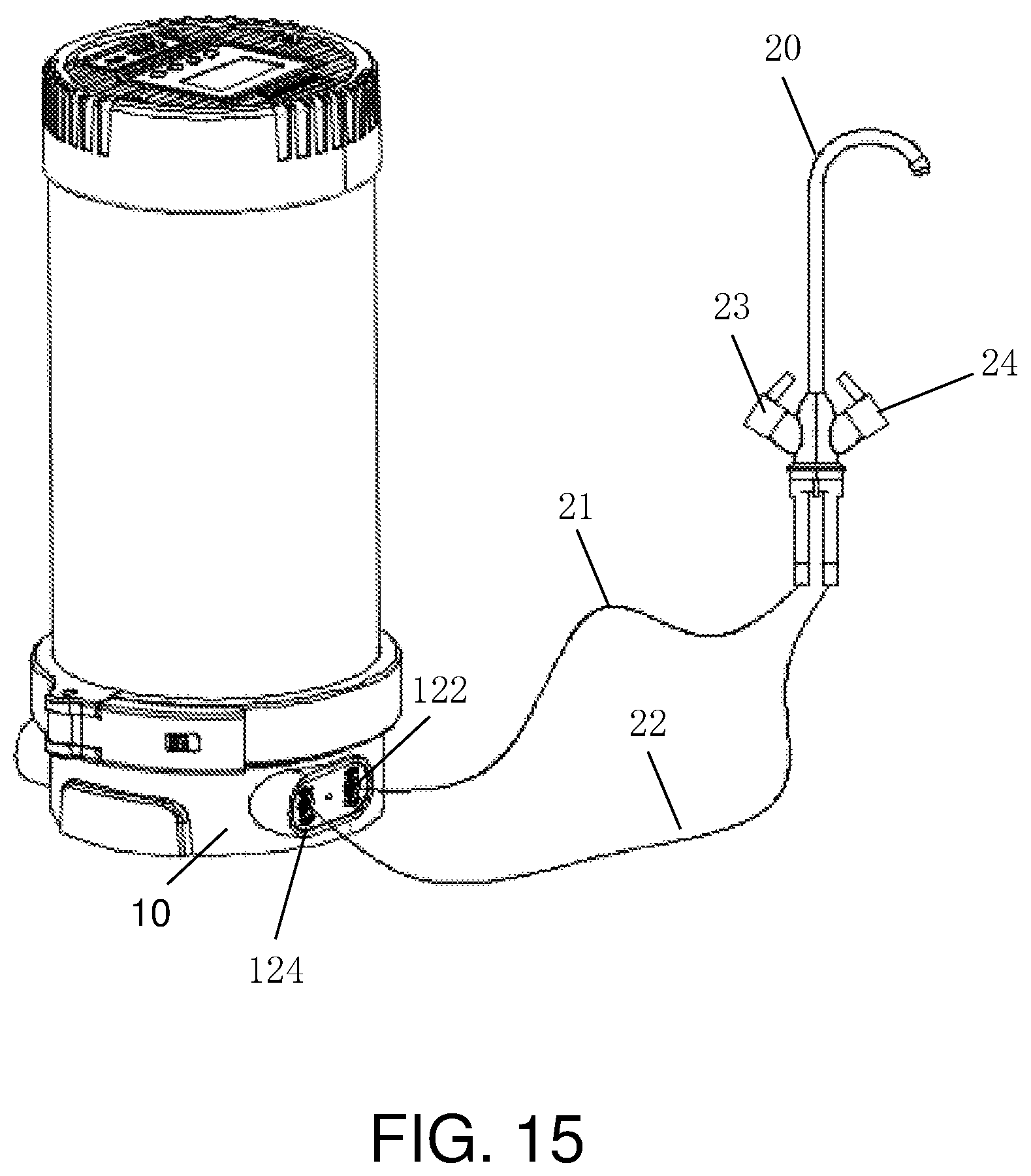 Patent US12378135 Figure 13 – Double-water-output cylindrical integrated water purifier