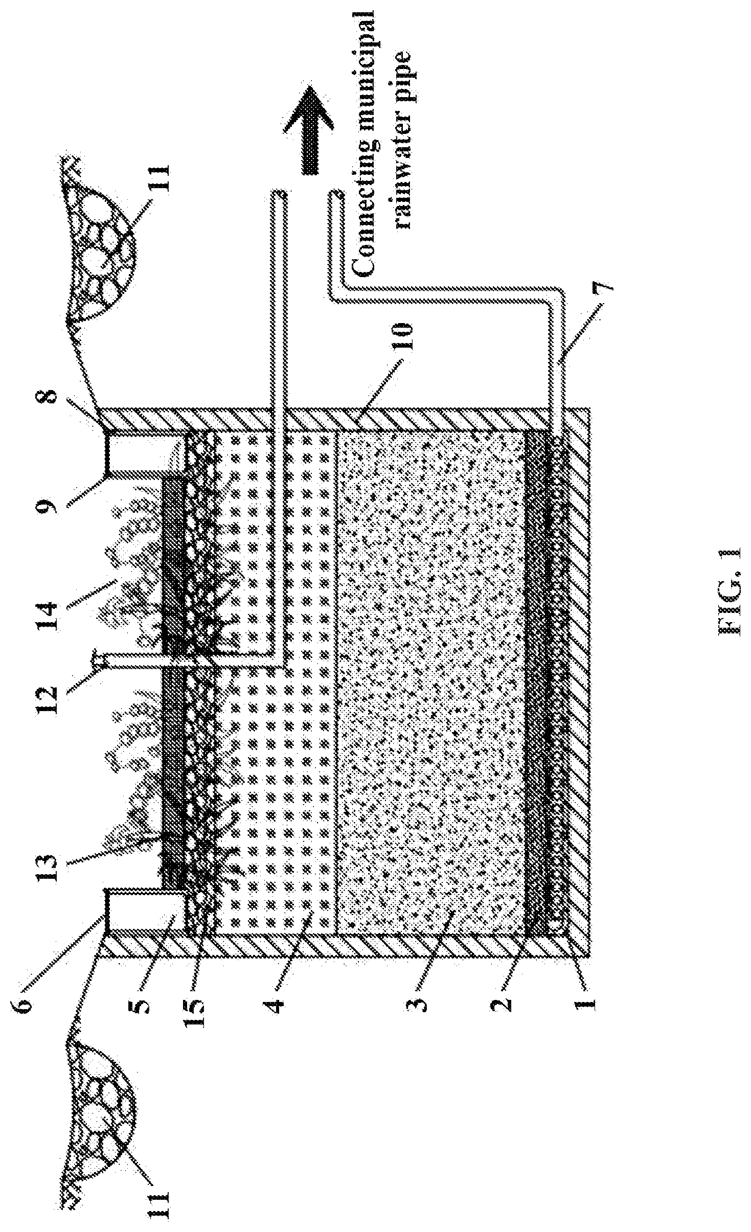 Patent US12378145 — Bioretention pond for rainwater treatment — Figure 1