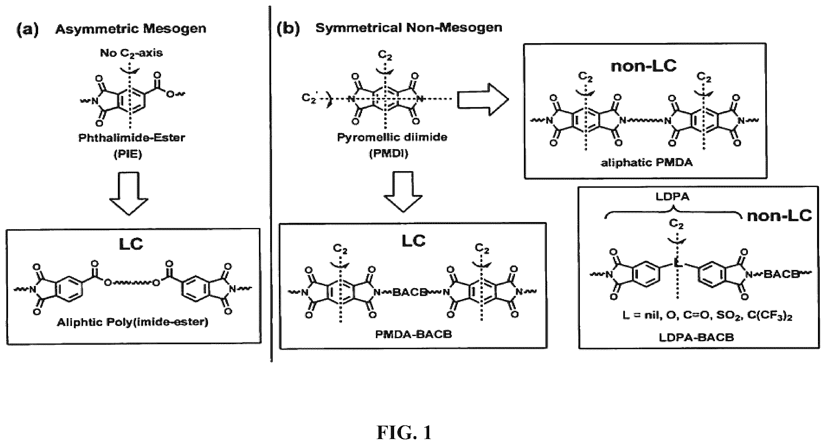 Patent US12378184 Figure 1 – All-aromatic liquid-crystalline homo-polyimides with aromatic endgroups and crosslinked products therefrom