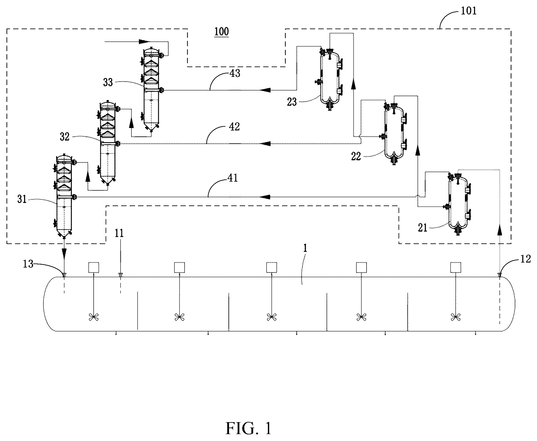 Patent US12378630 Figure 1 – Combined heat exchange system of flash tank and preheater for laterite nickel ore leaching