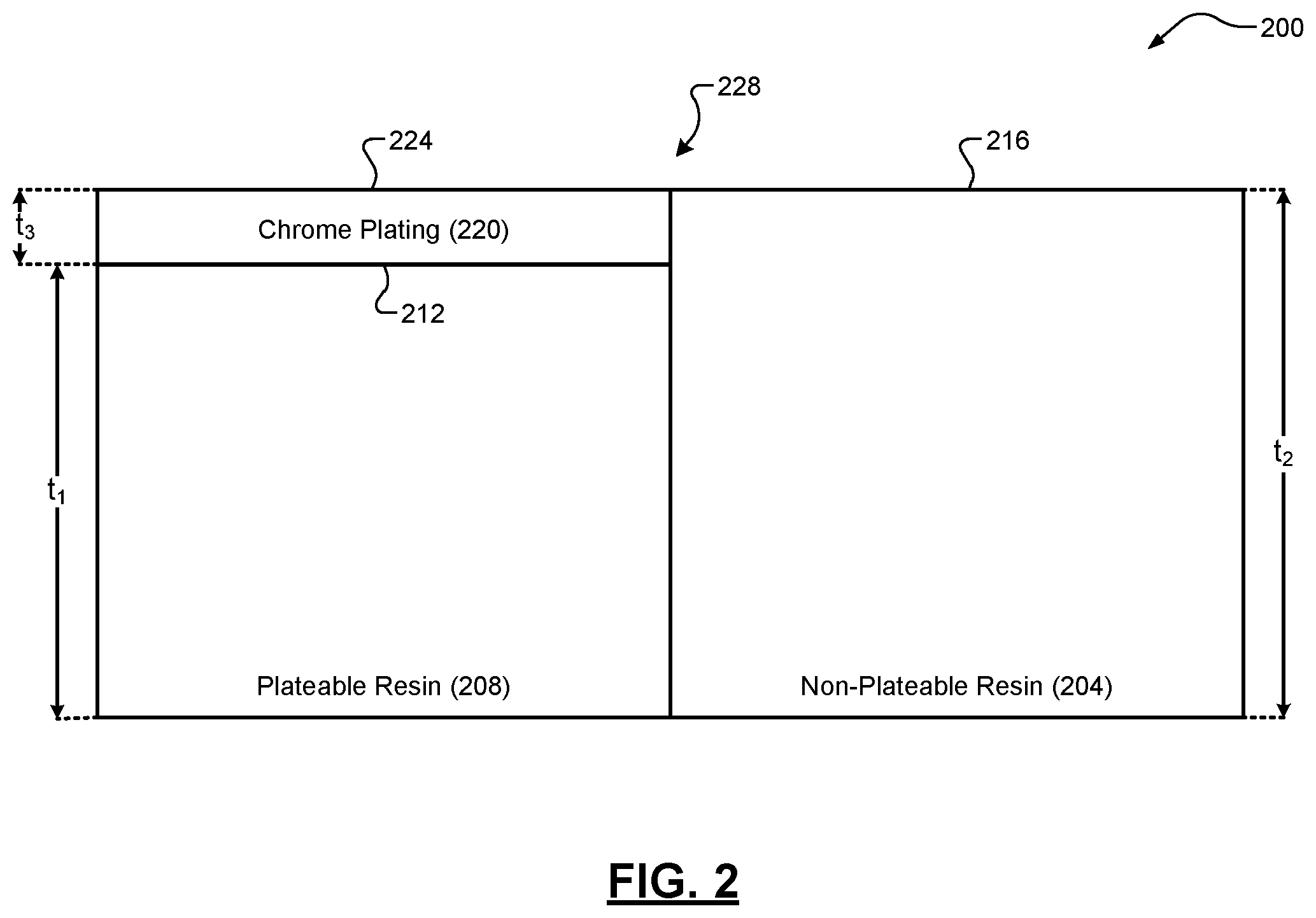 Patent US12378688 Figure 2 – Selective chrome plating with flush interface